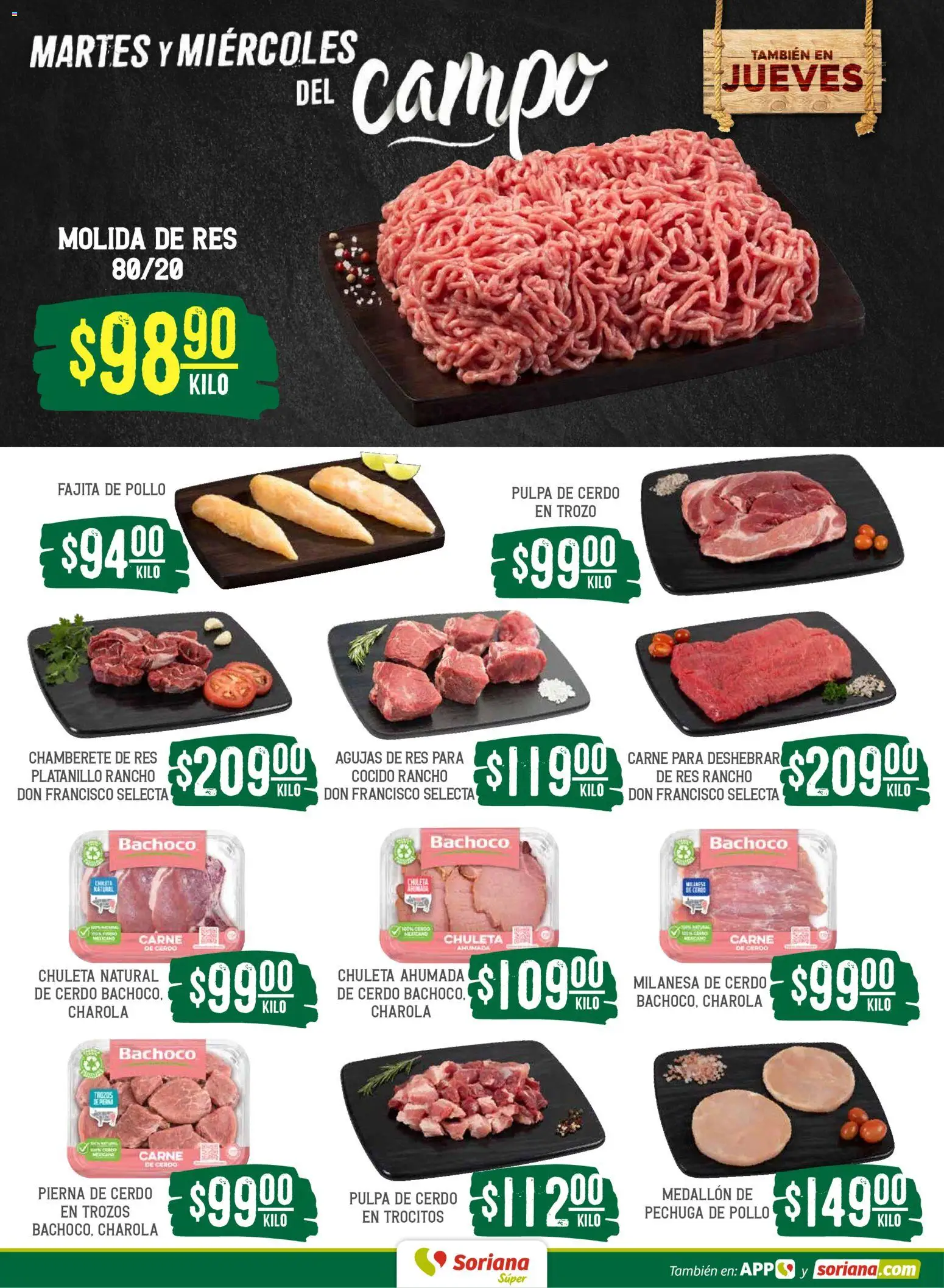 Nuevas ofertas de Soriana válidas en toda la República Mexicana desde el 12.05.2026. ¡Encuentra las mejores ofertas en Soriana Martes y Miércoles del Campo Súper: Tijuana, Mexicali, Ensenada, San Luis Río Colorado y Tecate! | Página: 4 | Productos: Pollo, Milanesa, Cerdo, Res