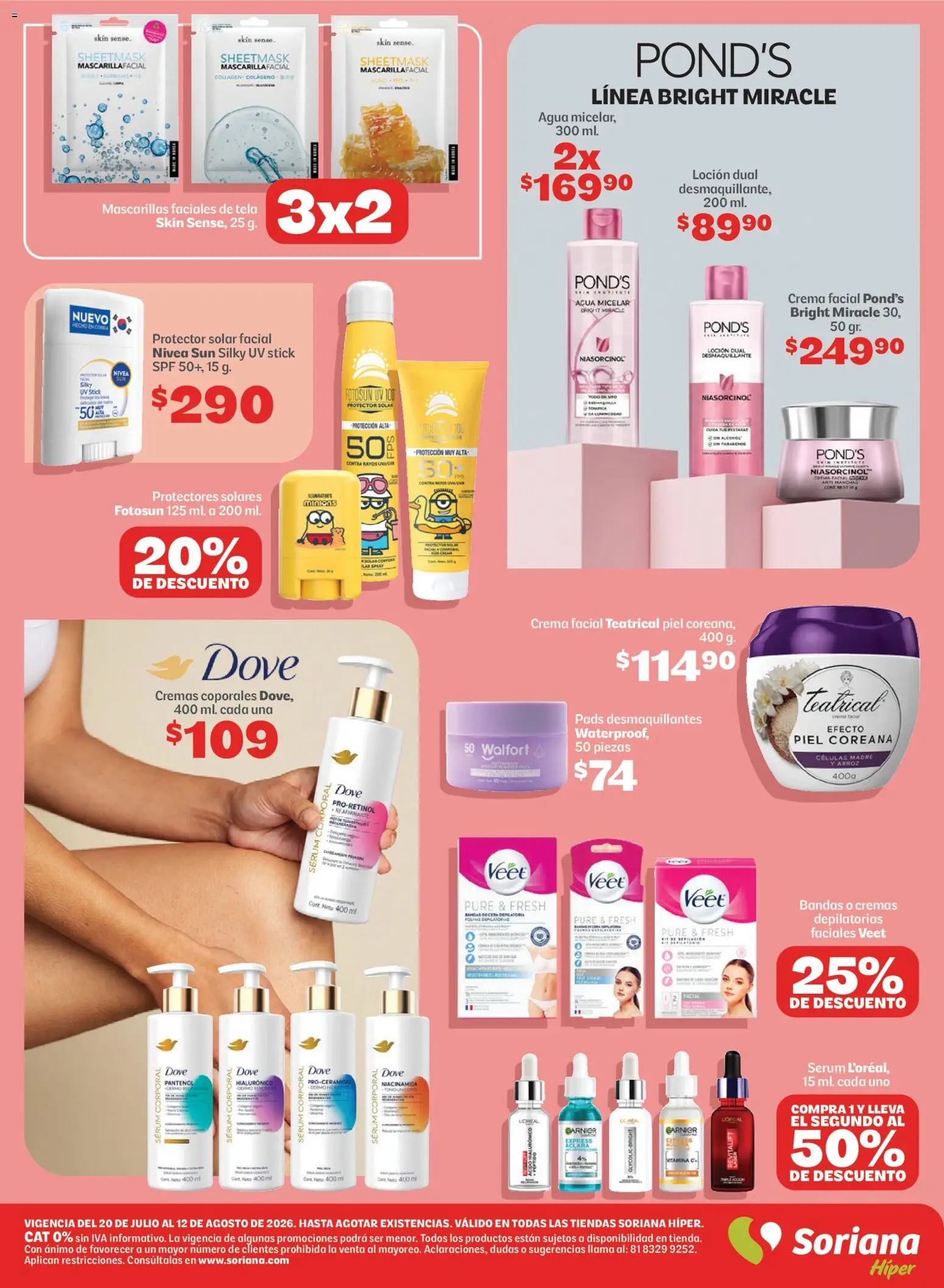 Nuevas ofertas de Soriana válidas en toda la República Mexicana desde el 20/07/2026. ¡Encuentra las mejores ofertas en Soriana Regresa a clases ¡Bien listo! Híper Nacional! | Página: 16 | Productos: Crema, Agua, Agua micelar, Protector solar