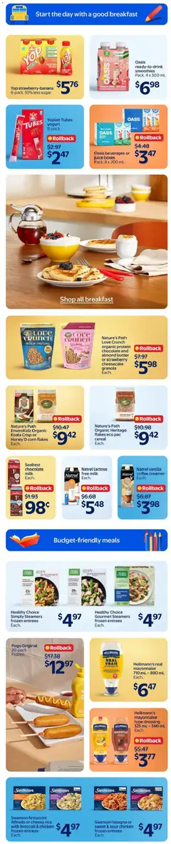 Preview of Swanson fettuccini Alfredo or cheesy rice with broccoli & chicken frozen entrees Each., Swanson fettuccini Alfredo or cheesy rice with broccoli & chicken frozen entrees Each. from shop Walmart valid from Sep 3, 2026 | Page: 25