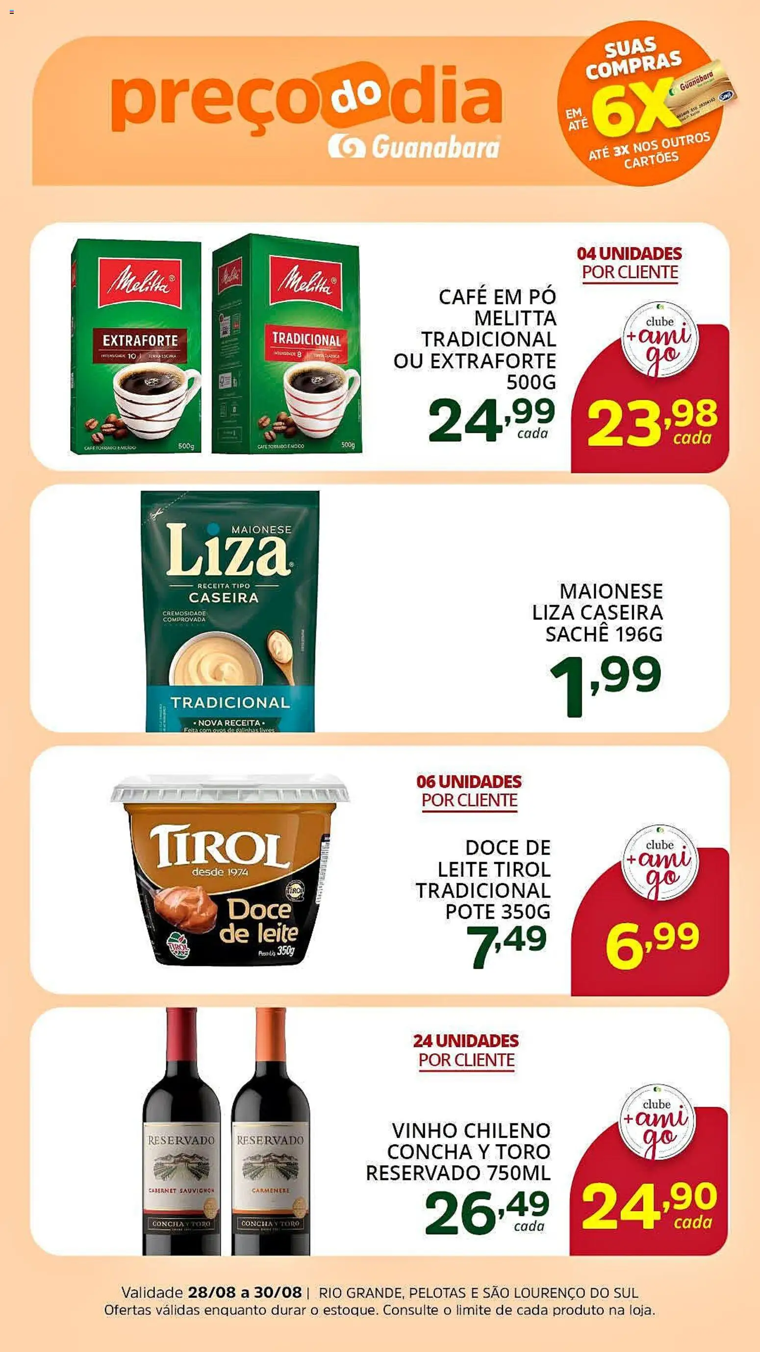 Supermercado Guanabara Folheto - válido de 28/08/2026 | Página: 2 | Produtos: Leite, Café, Vinho, Doce