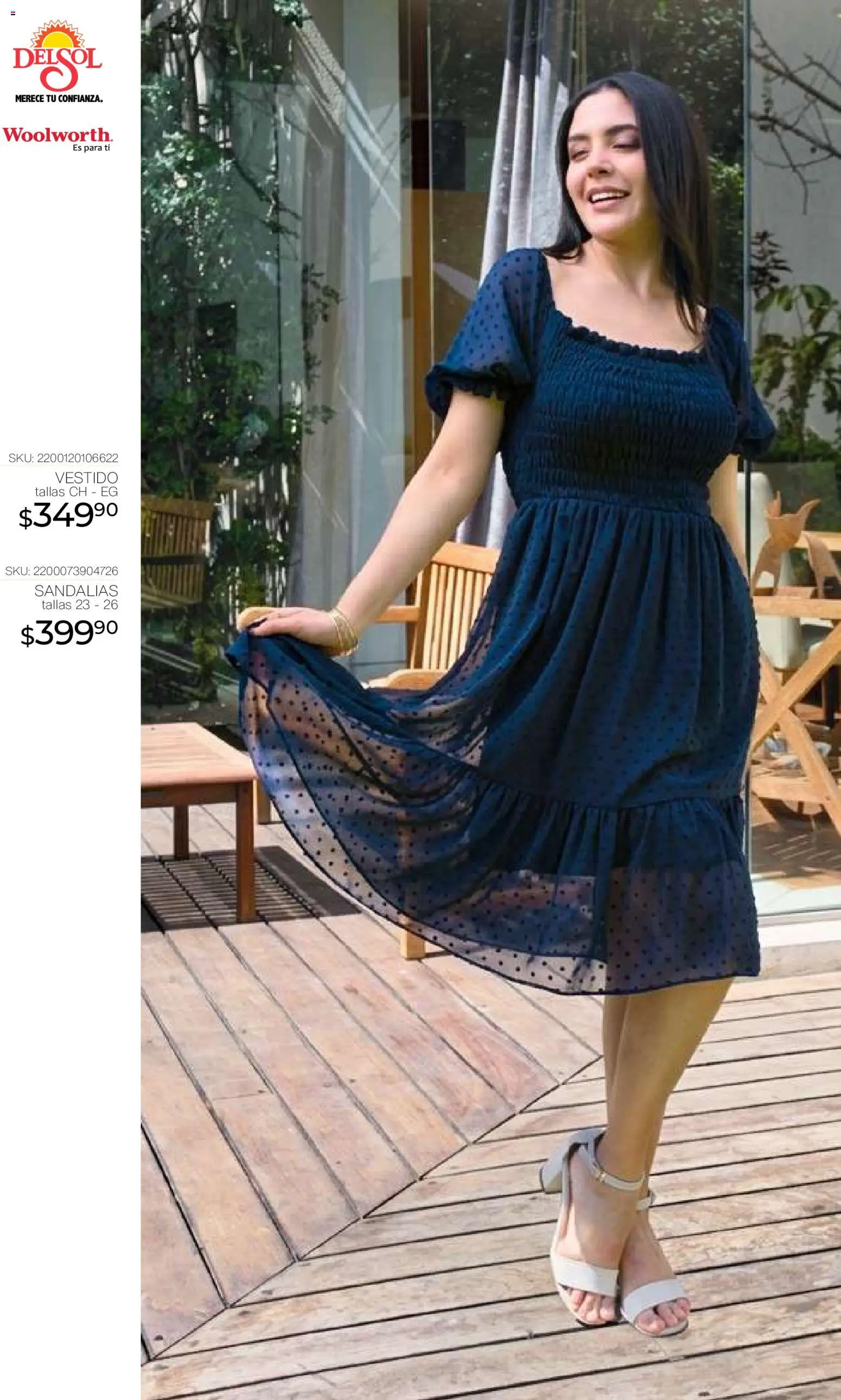 Nuevas ofertas de Del Sol y Woolworth válidas en toda la República Mexicana desde el 16.04.2026. ¡Encuentra las mejores ofertas en Del Sol y Woolworth katalog Moda Madres 2026! | Página: 10 | Productos: Vestido, Sandalias