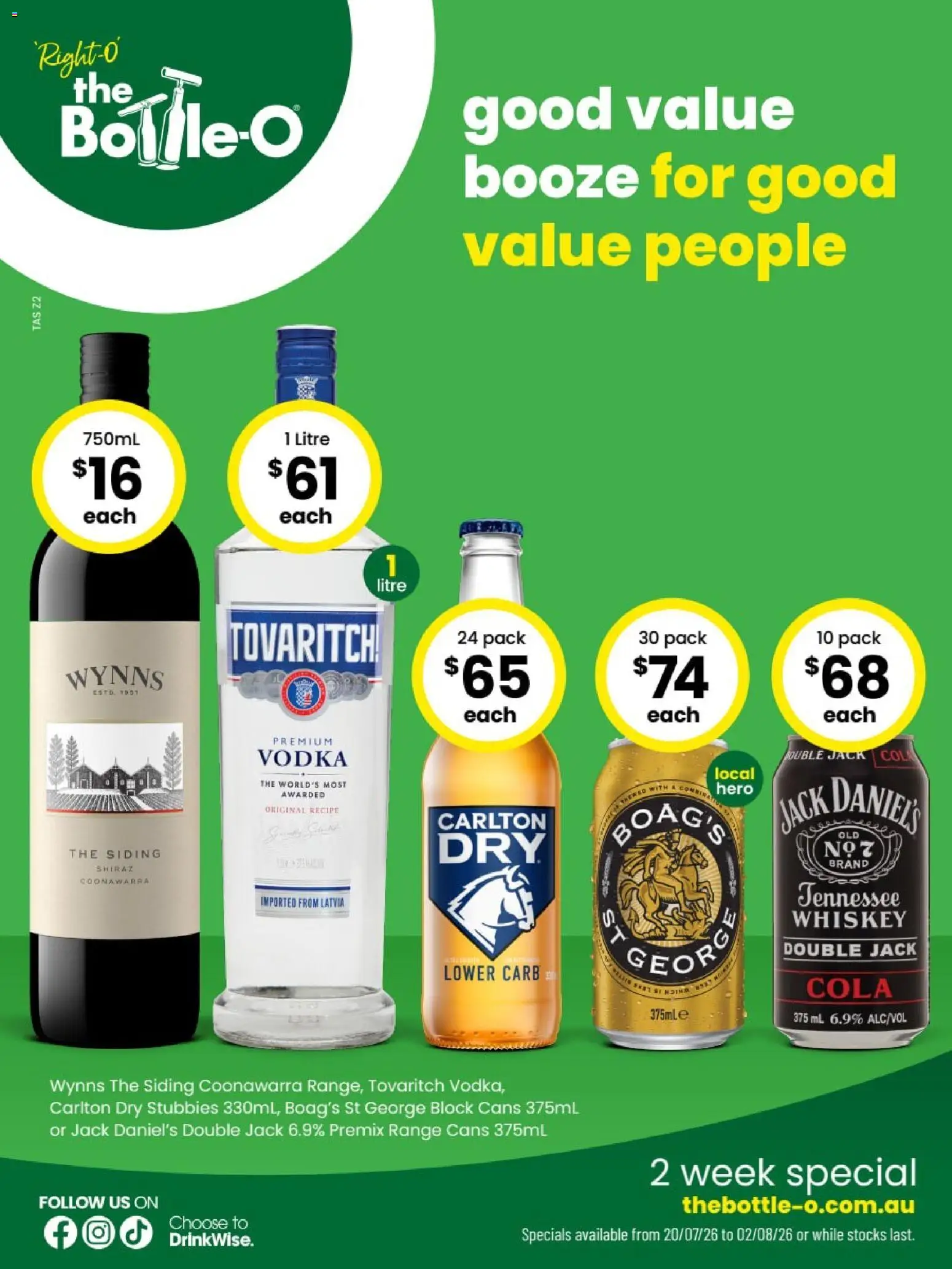 The Bottle-O catalogue - valid from 20/07/2026 | Page: 1 | Products: Vodka, Whiskey