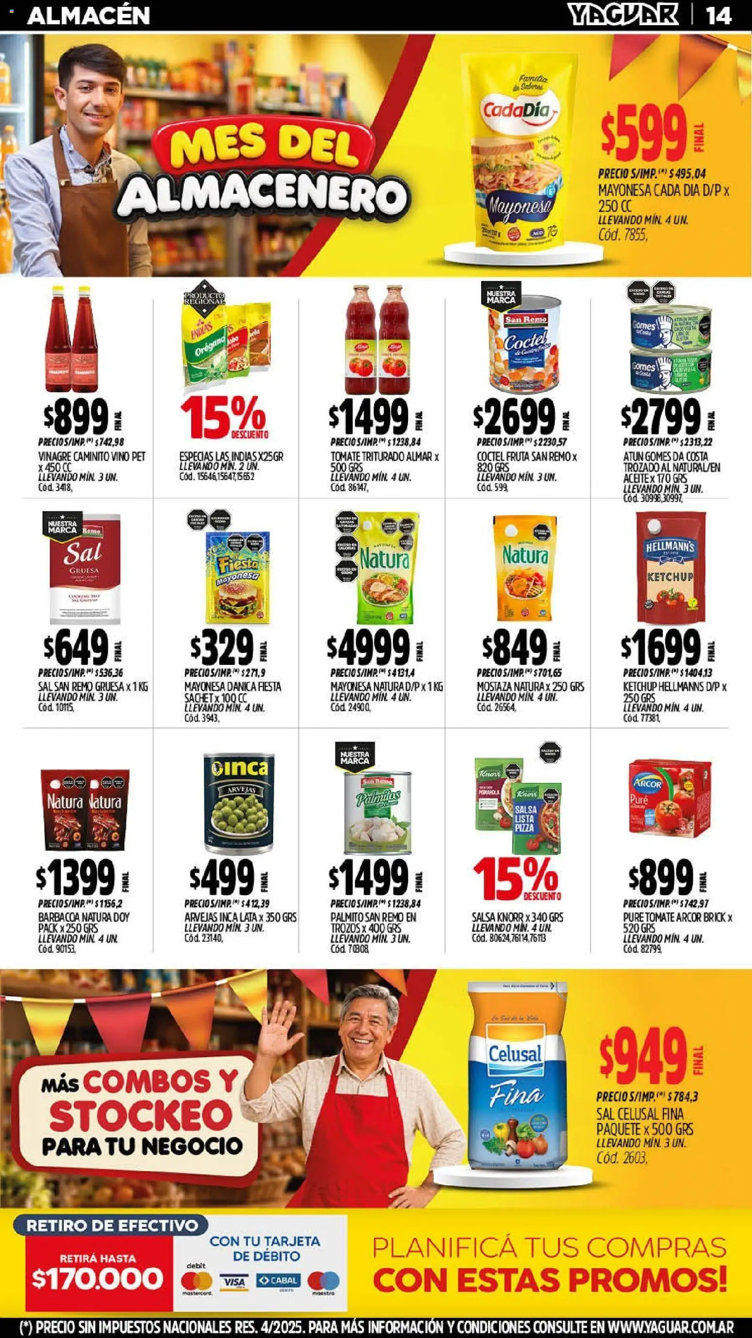 Yaguar - Oferta Semanal Mendoza │ válido desde el 07/09/2026 | Página: 14 | Productos: Mostaza, Arvejas, Tomate, Vino