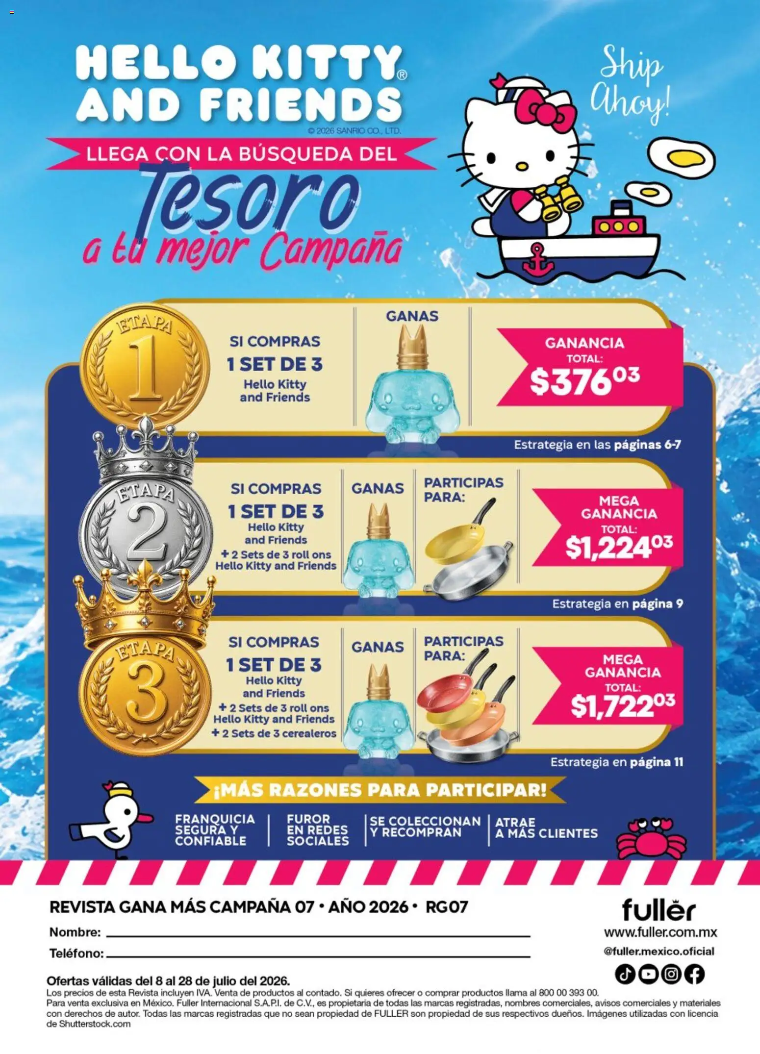 Nuevas ofertas de Fuller válidas en toda la República Mexicana desde el 08/07/2026. ¡Encuentra las mejores ofertas en Fuller Gana Más 7 2026! | Página: 44 | Productos: Teléfono, Campana