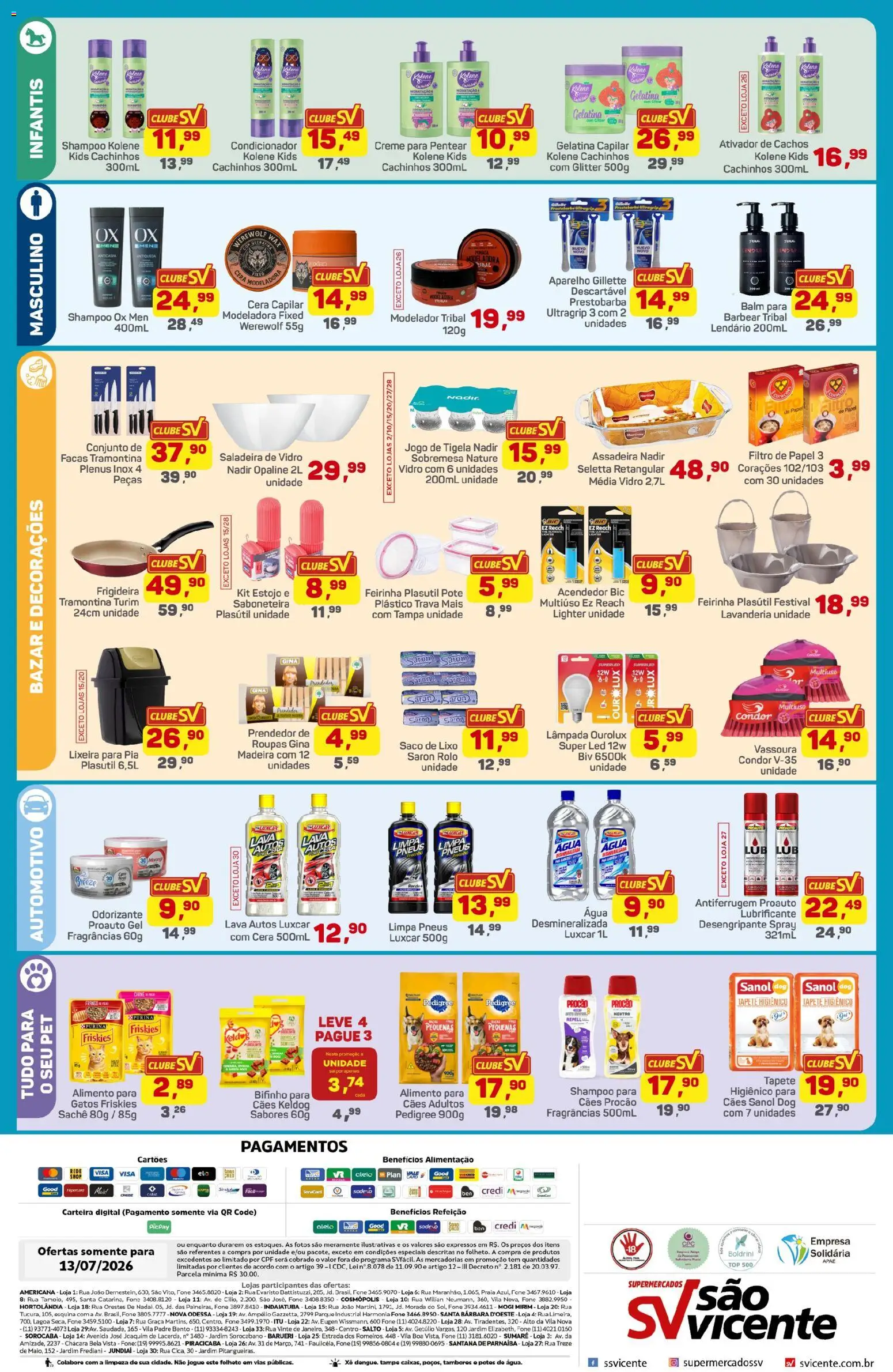 Supermercados São Vicente Folheto - válido de 13/07/2026 | Página: 2 | Produtos: Frigideira, Condicionador, Tapete higiênico, Vassoura