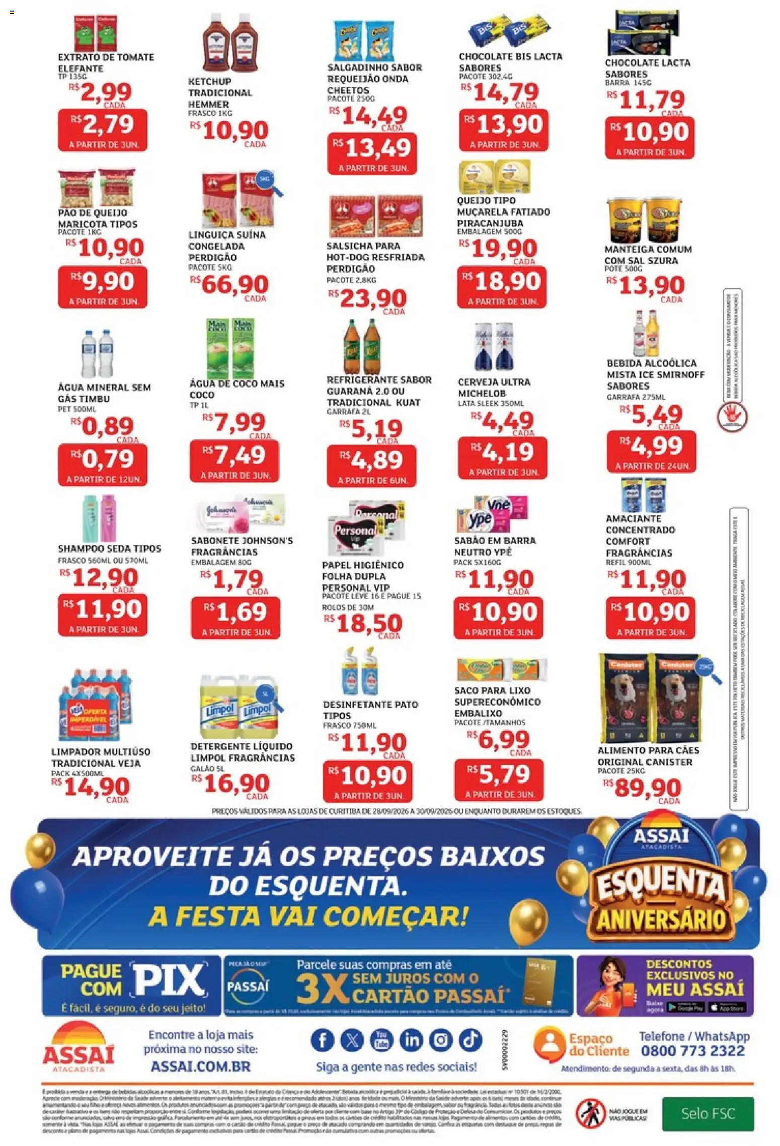Assaí Atacadista Folheto - válido de 28/09/2026 | Página: 2 | Produtos: Sabão em barra, Queijo muçarela, Ketchup, Água