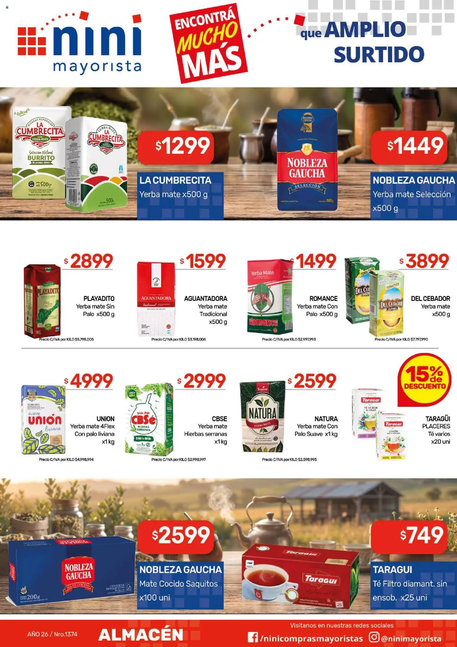 NINI Mayorista ofertas │ válido desde el 24/08/2026 | Página: 27 | Productos: Hierbas, Yerba, Té, Mate cocido