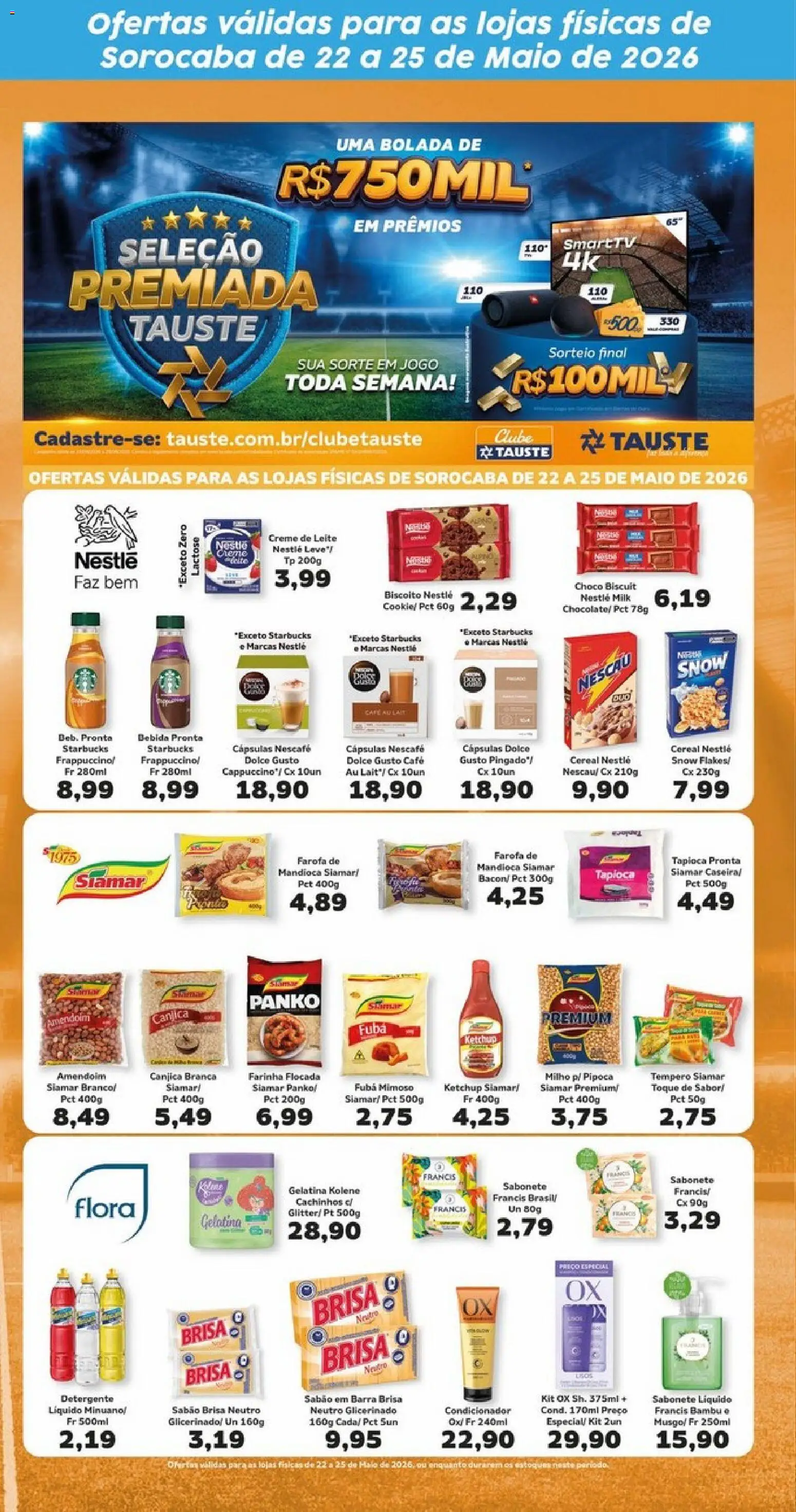 Tauste Folheto - válido de 22.05.2026 | Página: 2 | Produtos: Sabão em barra, Detergente, Fubá, Creme de leite