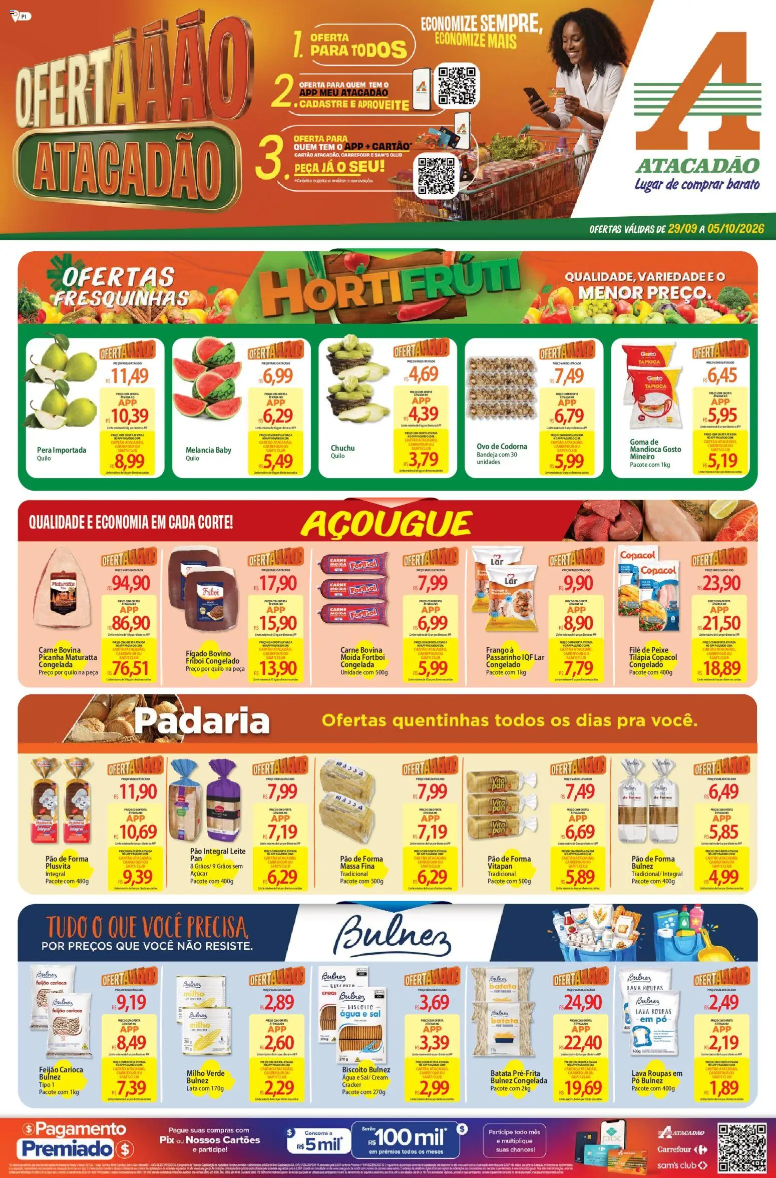 Atacadão Folheto - válido de 29/09/2026 | Página: 1 | Produtos: Chuchu, Carne, Bandeja, Sal