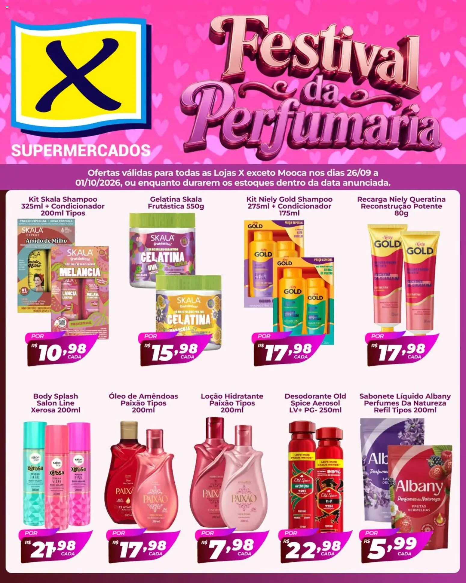 X Supermercados Folheto - válido de 26/09/2026 | Página: 1 | Produtos: Frutas, Melancia, Body, Sabonete líquido