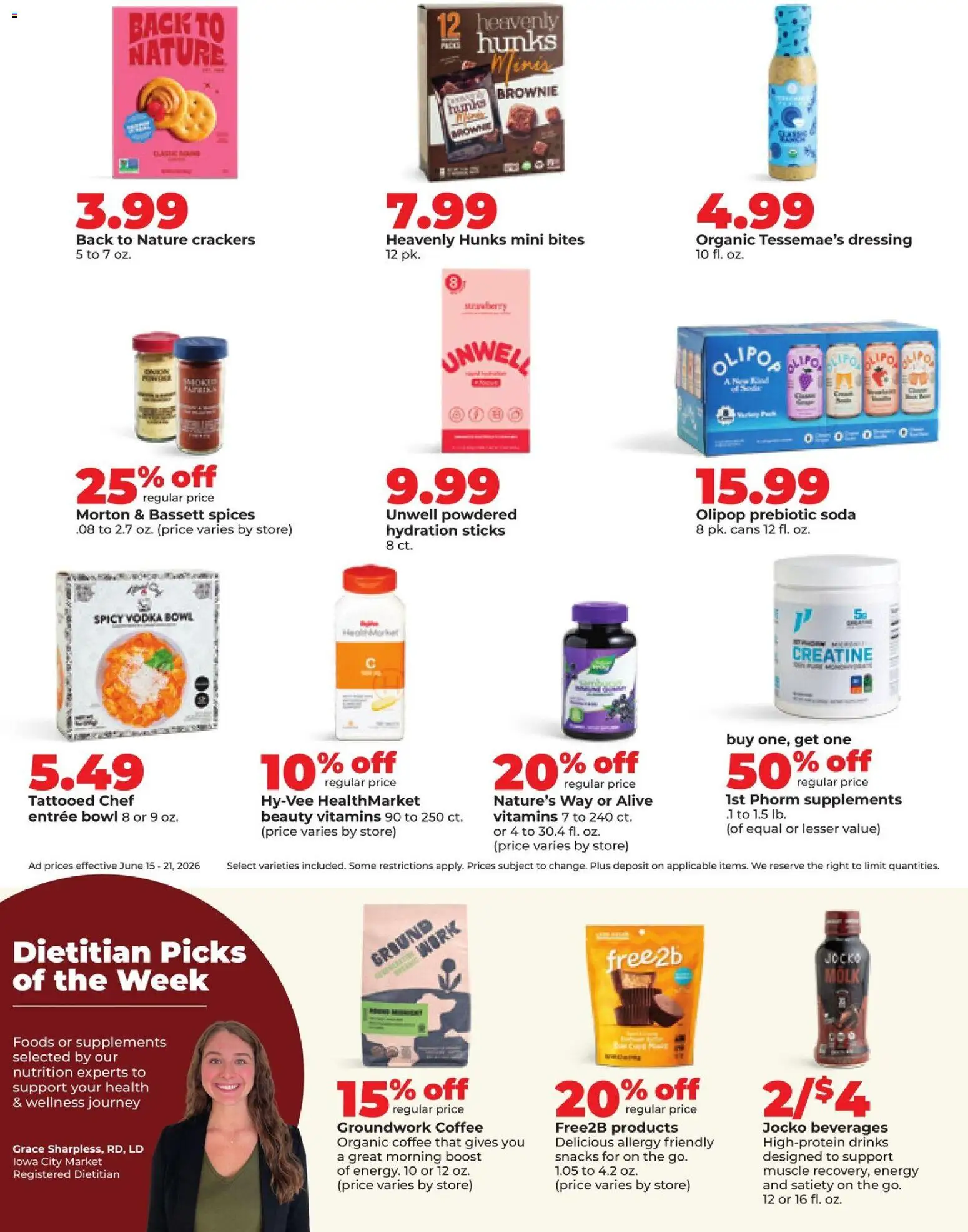 HyVee Weekly Ad - valid from 15.06.2026 | Page: 33 | Products: Creatine, Coffee, Vodka, Spices