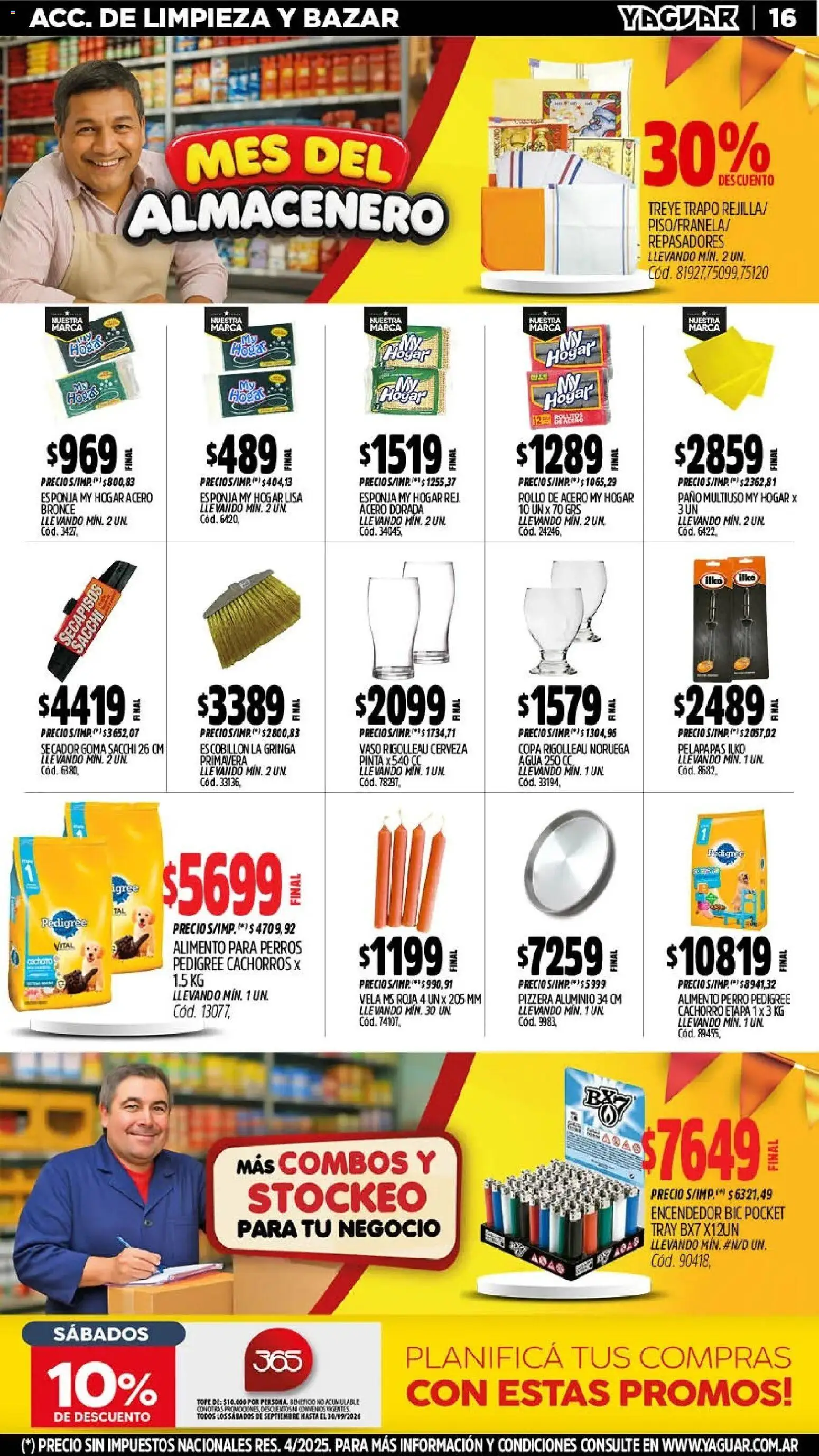 Yaguar - Oferta Semanal Mendoza │ válido desde el 28/09/2026 | Página: 16 | Productos: Vela, Esponja, Escobillon, Alimento para perros