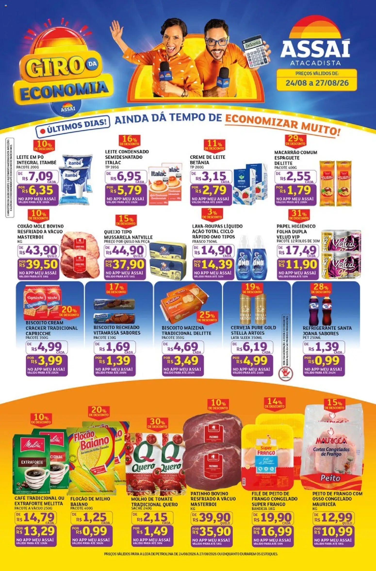Assaí Atacadista Folheto - válido de 24/08/2026 | Página: 1 | Produtos: Biscoito recheado, Papel higiênico, Leite em pó, Peito de frango
