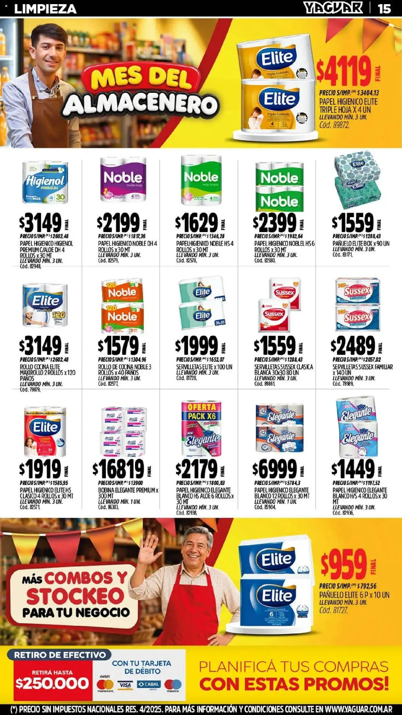 Yaguar - Oferta Semanal Mar del Plata │ válido desde el 28/09/2026 | Página: 15 | Productos: Papel higiénico, Pañuelo, Cocina, Servilletas