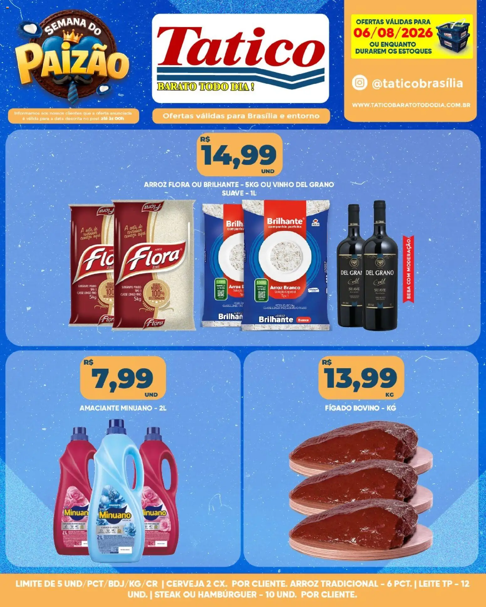 Tatico Folheto - válido de 06/08/2026 | Página: 7 | Produtos: Leite, Vinho, Cerveja, Amaciante