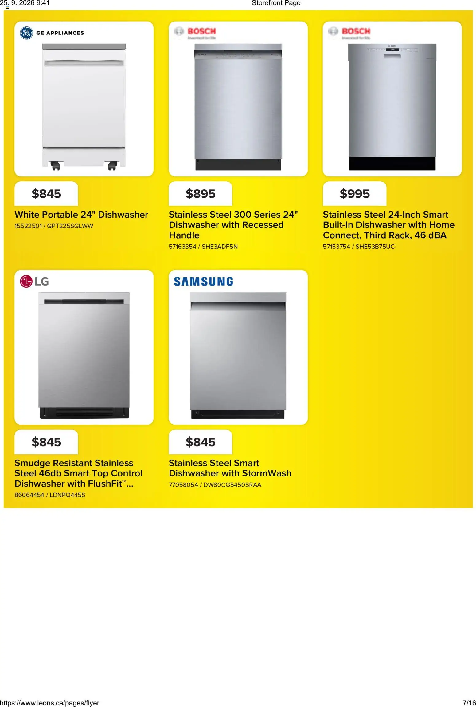 Leon's flyer valid from Sep 24, 2026 | Page: 7 | Products: Dishwasher