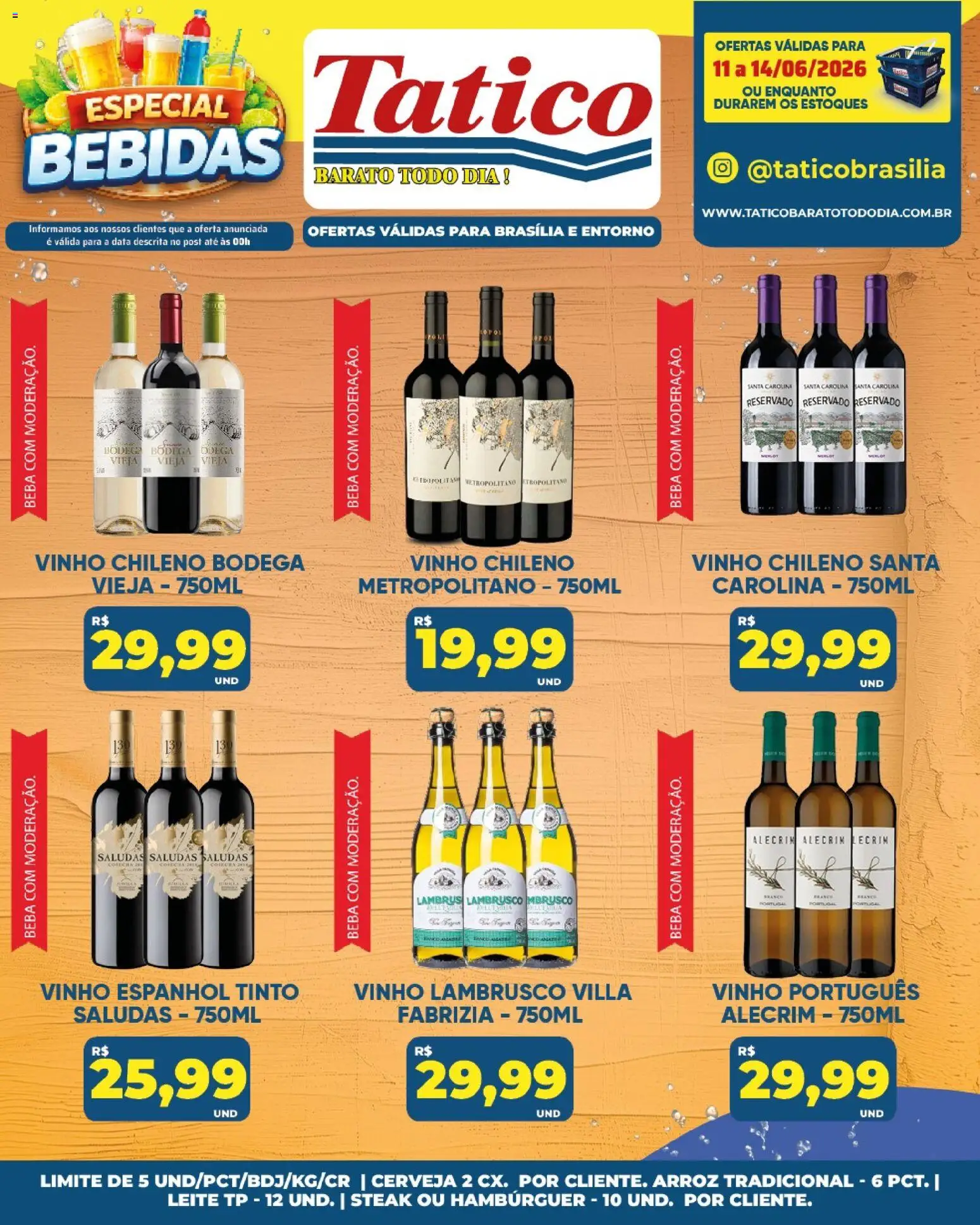 Tatico Folheto - válido de 11.06.2026 | Página: 28 | Produtos: Vinho, Cerveja, Arroz, Hambúrguer
