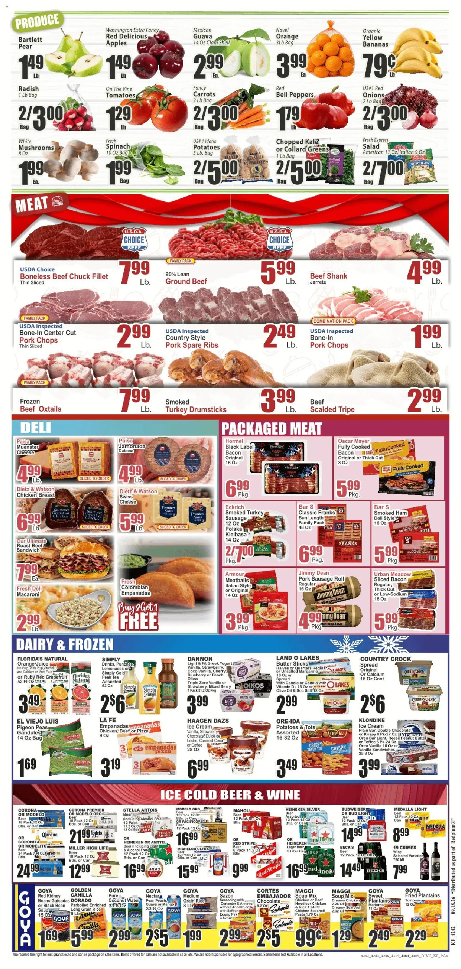 Key Food Weekly Ad - valid from 09/18/2026 | Page: 4 | Products: Peppers, Butter, Beer, Drumsticks