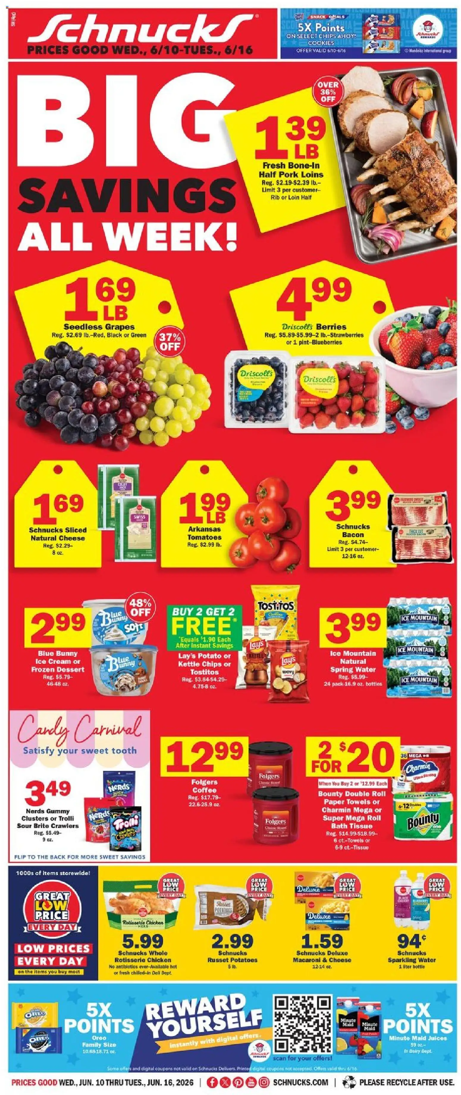 Schnucks Weekly Print Ad - IL - valid from 10.06.2026 | Page: 1 | Products: Cheese, Coffee, Tomatoes, Grapes