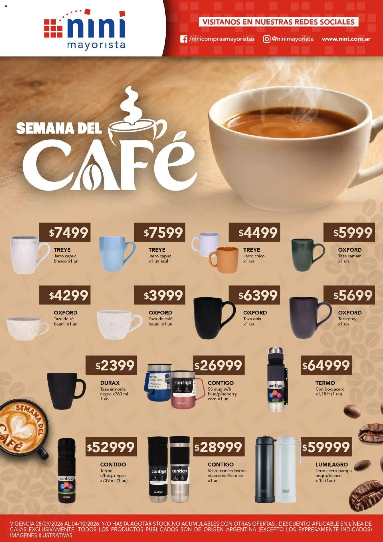 NINI Mayorista - Semana del Café │ válido desde el 28/09/2026 | Página: 4 | Productos: Termo, Taza, Café, Té
