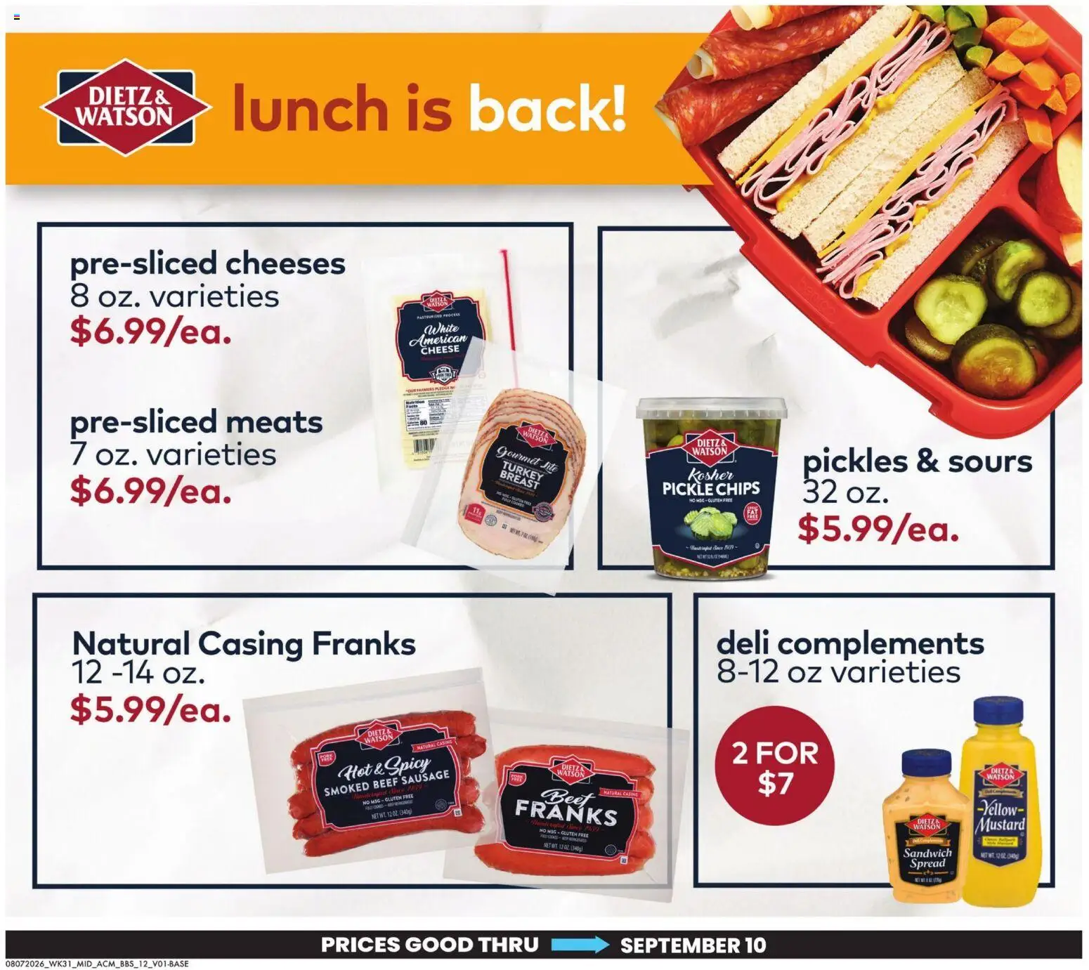 Acme Big Book of Savings - valid from 08/07/2026 | Page: 12 | Products: Turkey, Chips, Mustard, Sausage