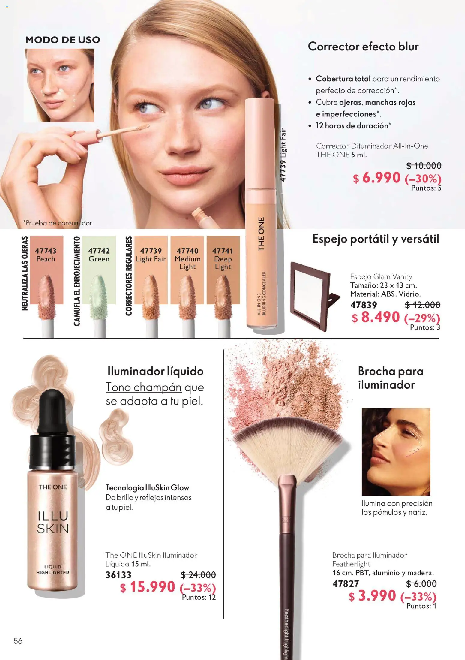 Oriflame catálogo │ válido desde el 11.09.2026 | Página: 56 | Productos: Brillo, Espejo, Corrector, Iluminador