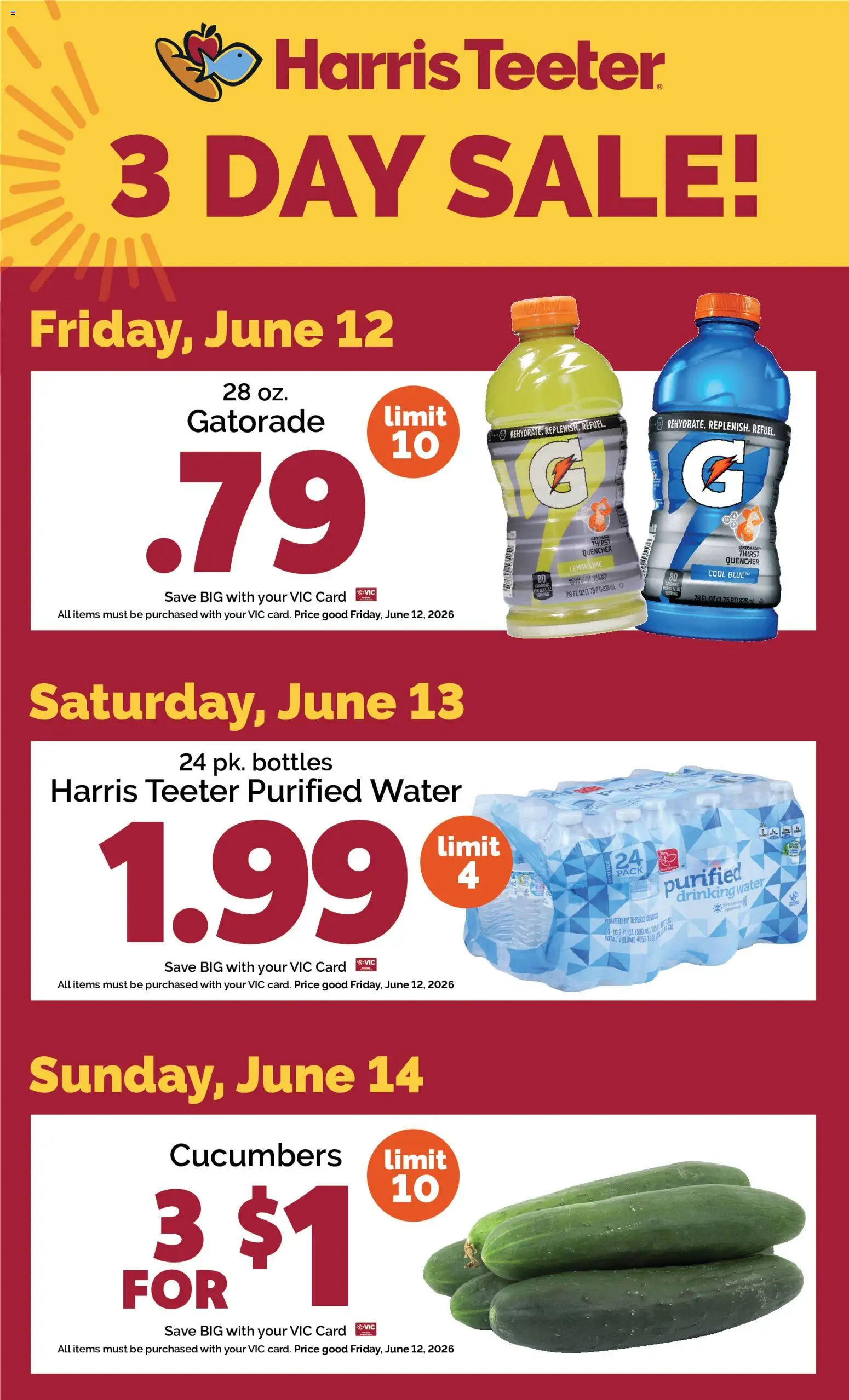 Harris Teeter Weekly Ad - NC - valid from 10.06.2026 | Page: 6 | Products: Cucumbers, Water, Lemon, Lime