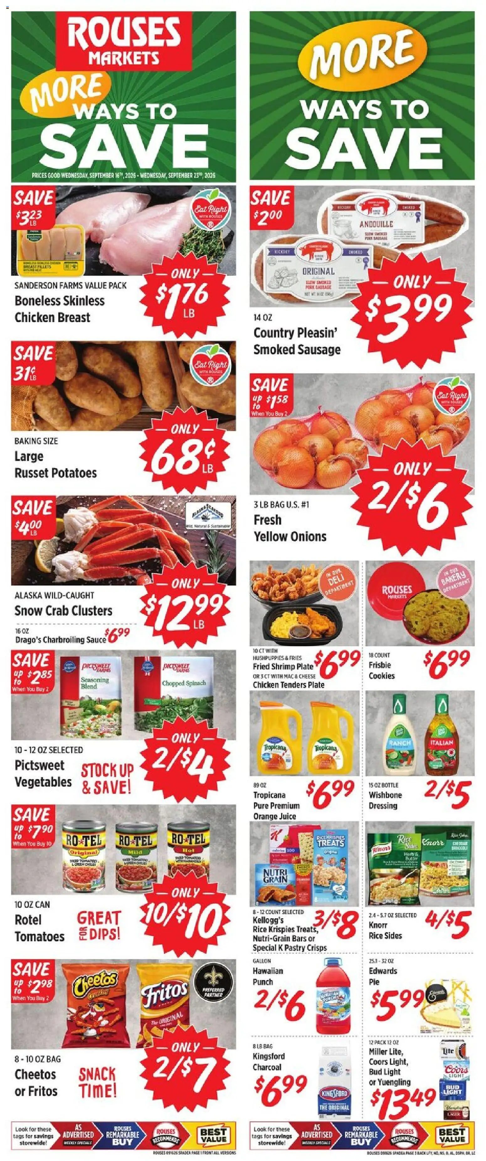 Rouses Weekly Ad - valid from 09/16/2026 | Page: 2 | Products: Charcoal, Pork, Sausage, Dressing