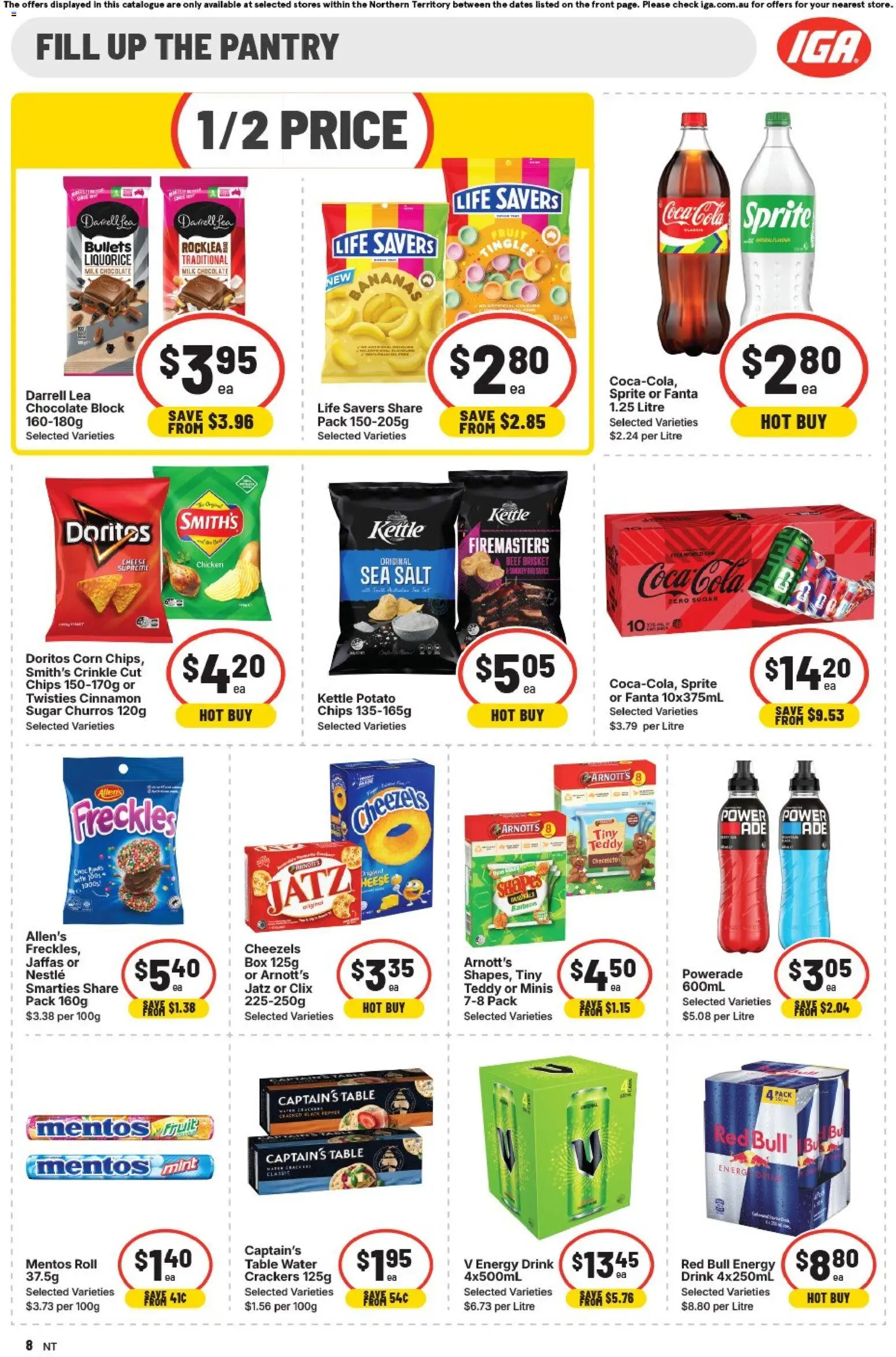 IGA catalogue - valid from 01/07/2026 | Page: 8 | Products: Milk, Energy drink, Bananas, Salt