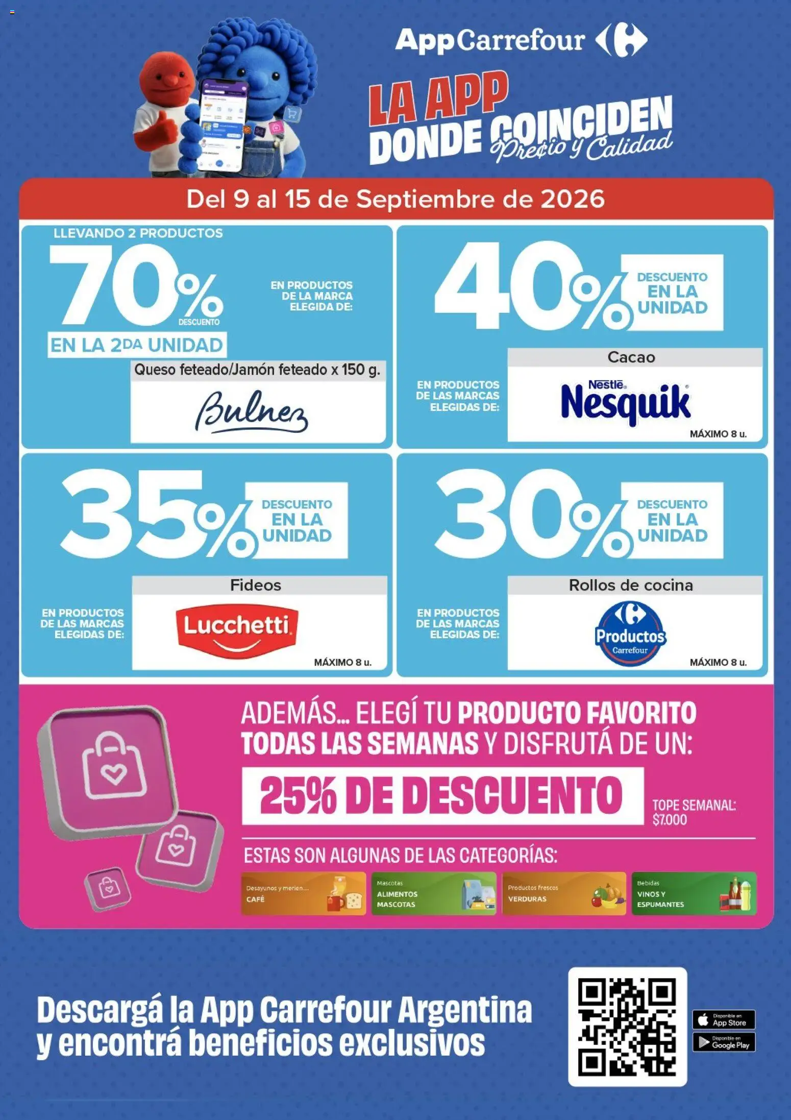 Carrefour Market - Market Corrientes │ válido desde el 09/09/2026 | Página: 3 | Productos: Alimentos, Queso, Fideos, Cacao