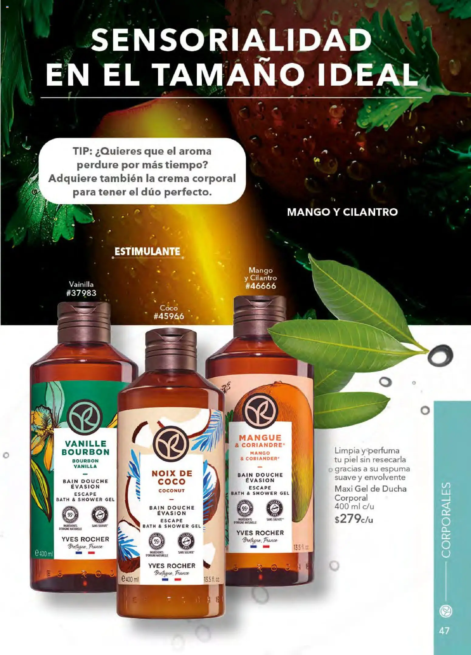 Nuevas ofertas de Yves Rocher válidas en toda la República Mexicana desde el 21.04.2026. ¡Encuentra las mejores ofertas en Yves Rocher campaña 6 2026! | Página: 47 | Productos: Gel corporal, Crema, Mango, Crema corporal