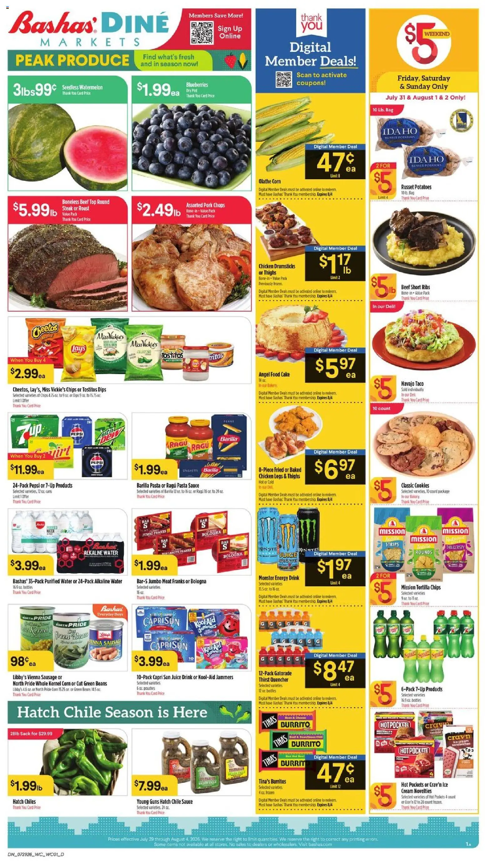 Basha's Dine - valid from 07/29/2026 | Page: 1 | Products: Pasta, Chips, Ice cream, Bag