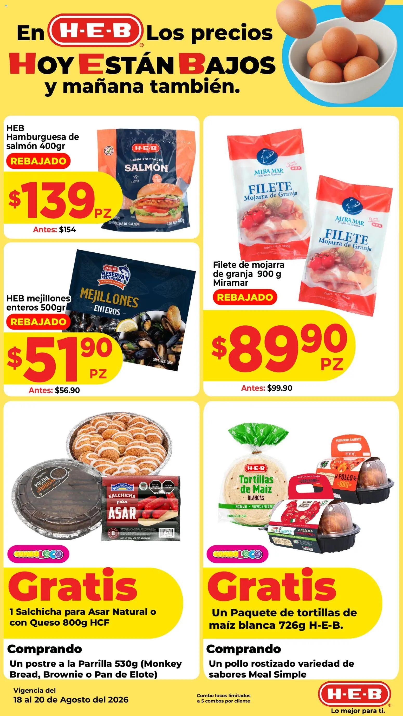 Nuevas ofertas de H-E-B válidas en toda la República Mexicana desde el 18/08/2026. ¡Encuentra las mejores ofertas en H-E-B folleto Los precios hoy están bajos! | Página: 2 | Productos: Pollo, Queso, Hamburguesa, Parrilla