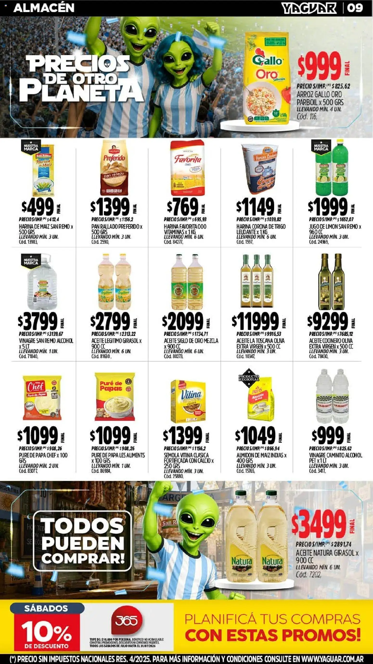 Yaguar - Oferta Semanal Mendoza │ válido desde el 06/07/2026 | Página: 10 | Productos: Harina, Papa, Aceite, Pan