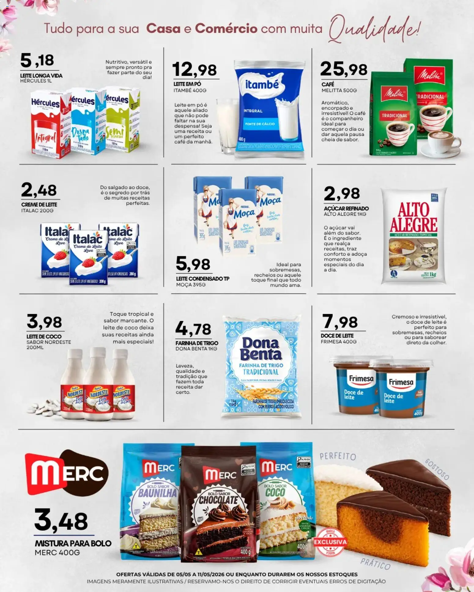 Mercadão Atacadista Folheto - válido de 05.05.2026 | Página: 8 | Produtos: Farinha de trigo, Creme, Leite condensado, Leite de coco
