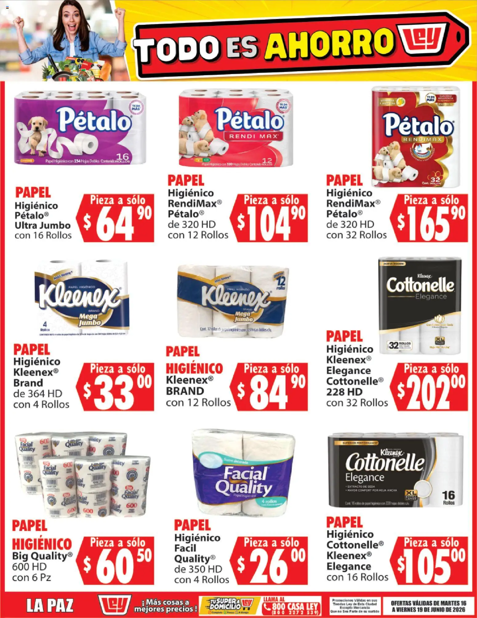 Nuevas ofertas de Casa Ley válidas en toda la República Mexicana desde el 16.06.2026. ¡Encuentra las mejores ofertas en Casa Ley folleto Todo es ahorro! | Página: 11 | Productos: Papel higiénico, Sobre