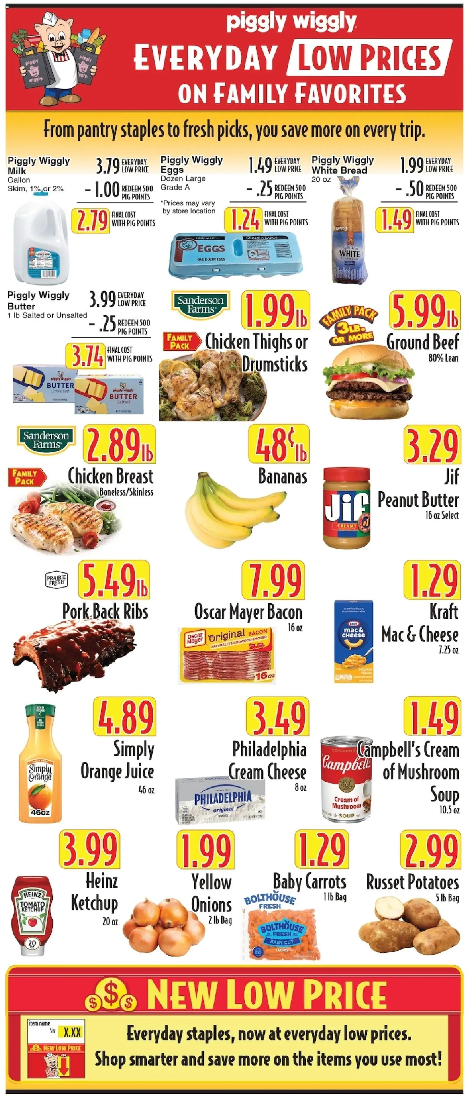Piggly Wiggly Weekly Ad - valid from 17.06.2026 | Page: 11 | Products: Butter, Pork, Bananas, Bag