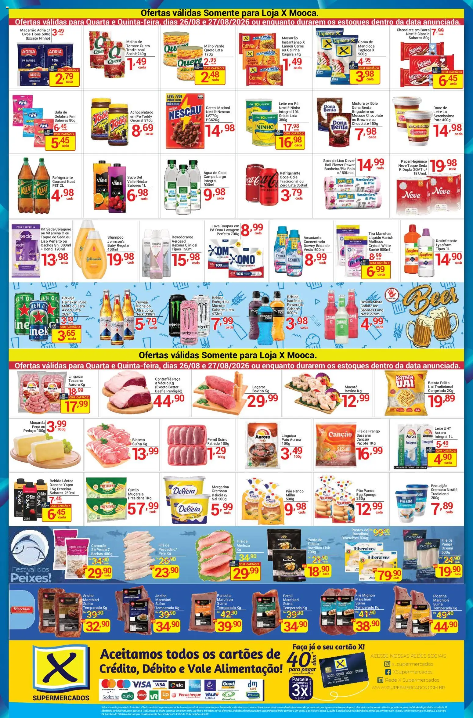 X Supermercados Folheto - válido de 26/08/2026 | Página: 2 | Produtos: Bacalhau, Água de coco, Milho verde, Monster