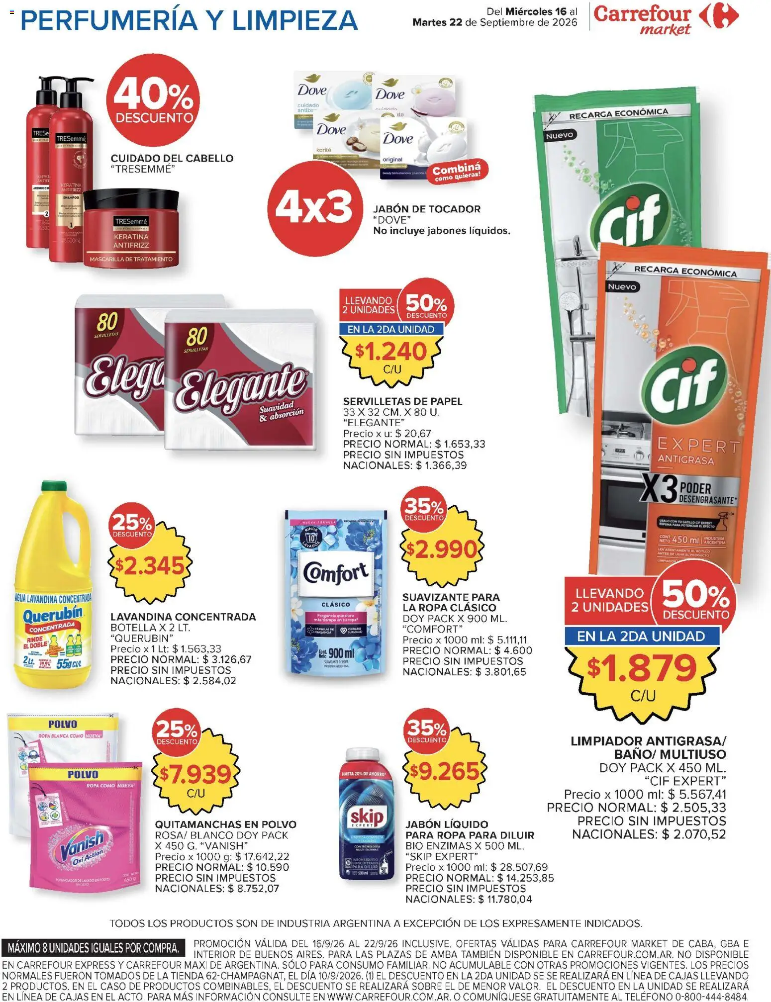 Carrefour Market catálogo │ válido desde el 16/09/2026 | Página: 15 | Productos: Lavandina, Shampoo, Ropa, Limpiador