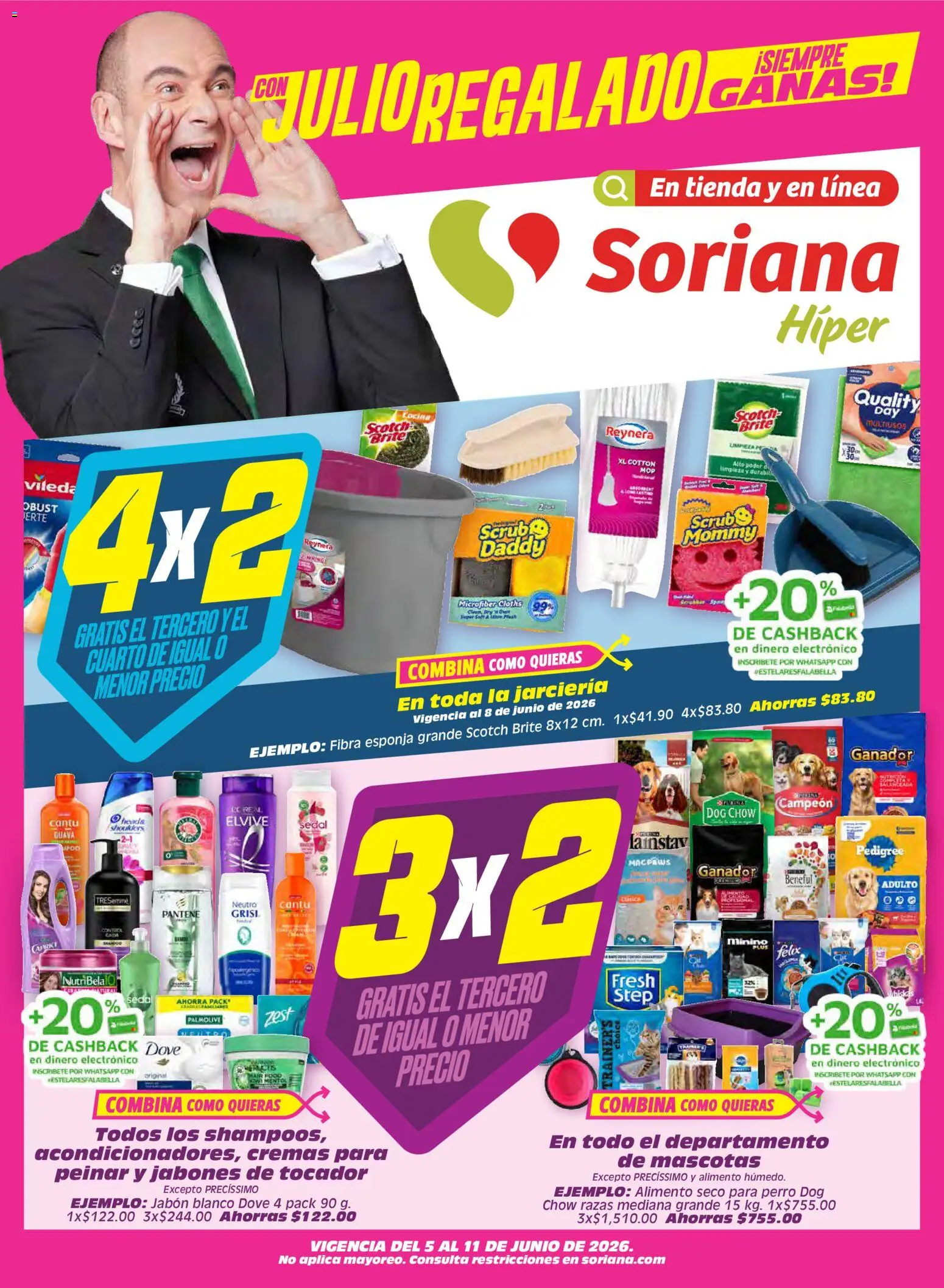 Nuevas ofertas de Soriana válidas en toda la República Mexicana desde el 05.06.2026. ¡Encuentra las mejores ofertas en Soriana folleto! | Página: 1 | Productos: Esponja, Cocina, Jabón