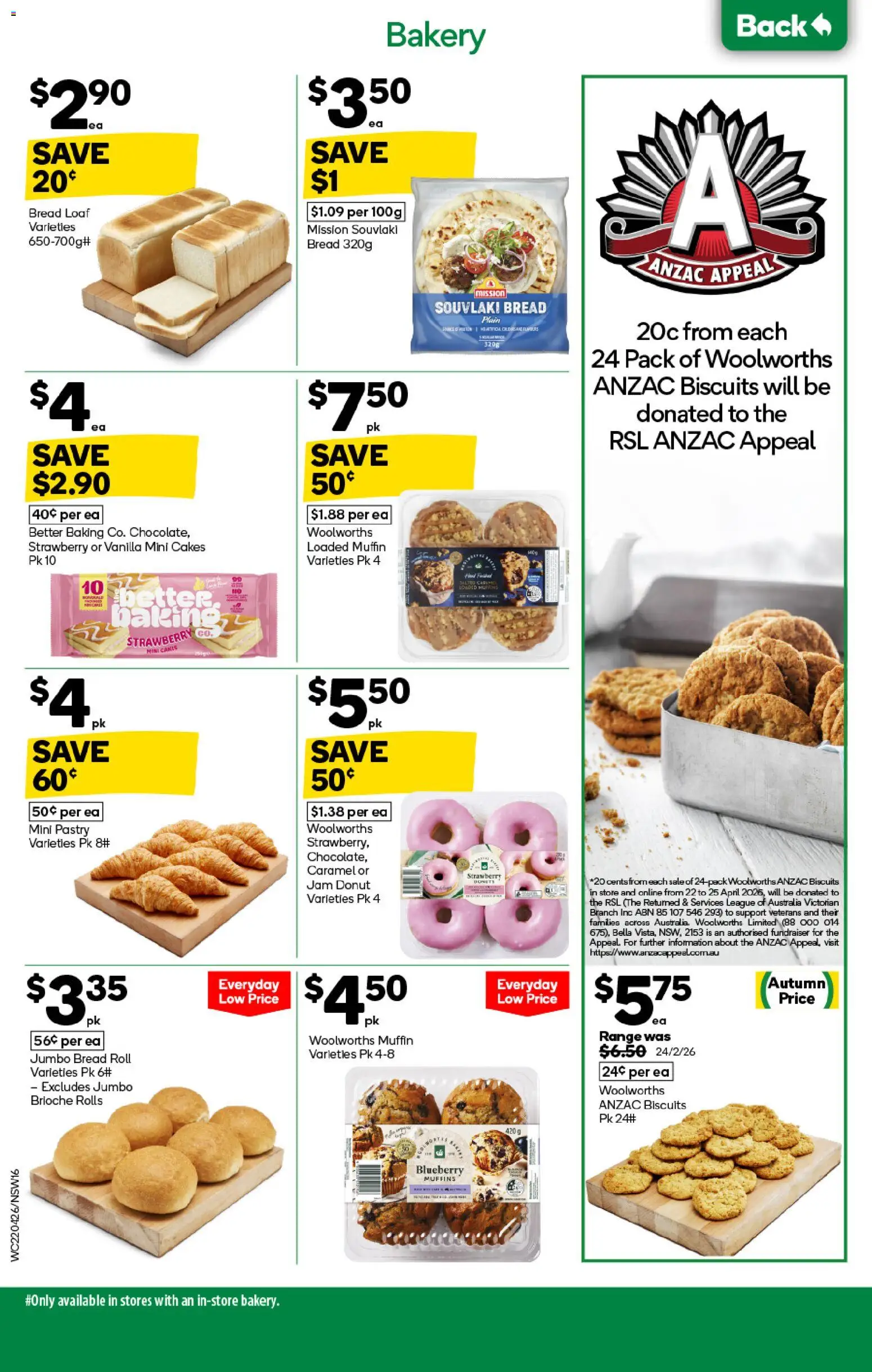 Woolworths catalogue - valid from 22.04.2026 | Page: 16 | Products: Bread, Muffins, Pastry, Bakery