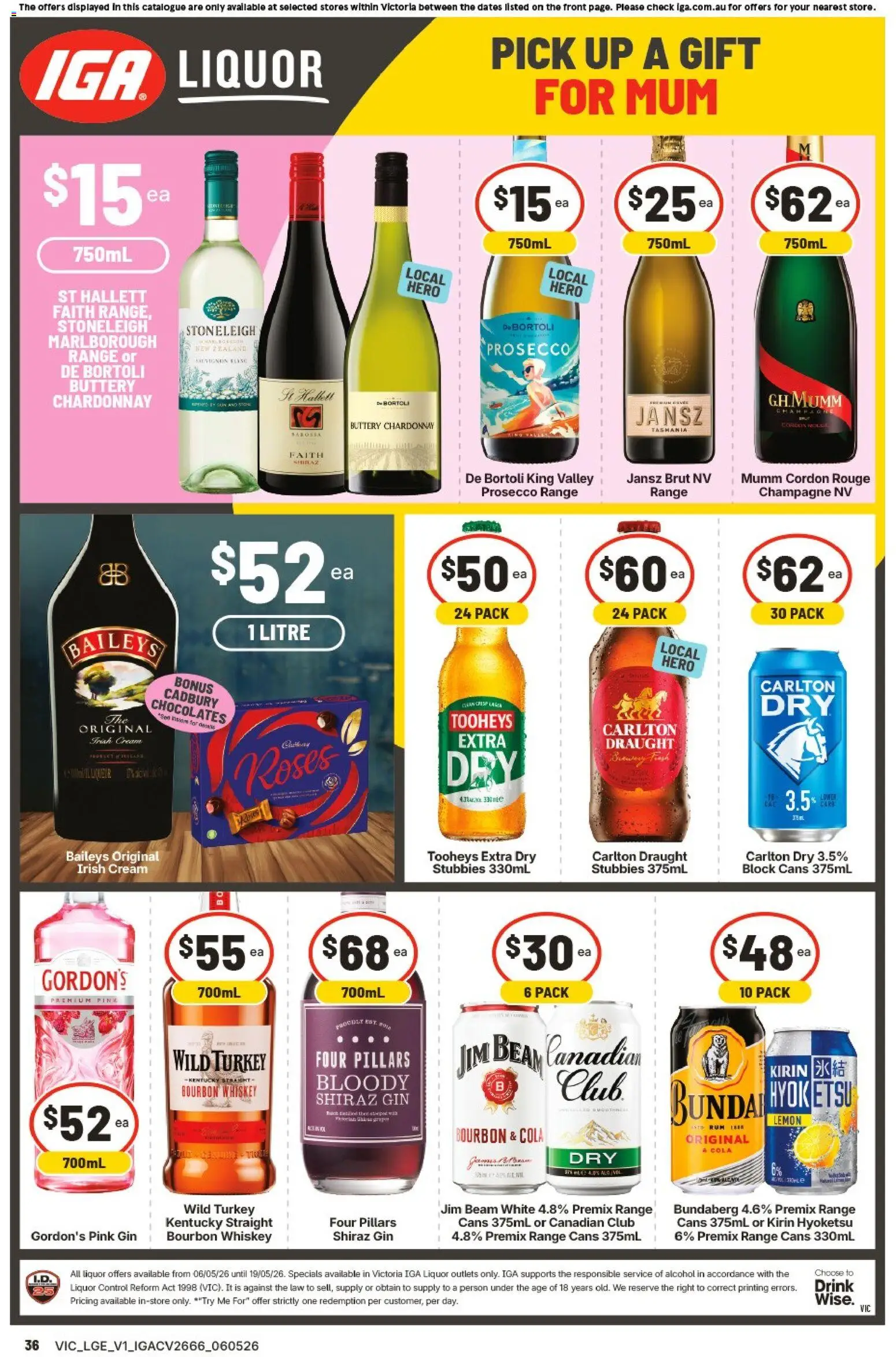 IGA catalogue - valid from 06.05.2026 | Page: 2 | Products: Bourbon, Cream, Whiskey, Rum