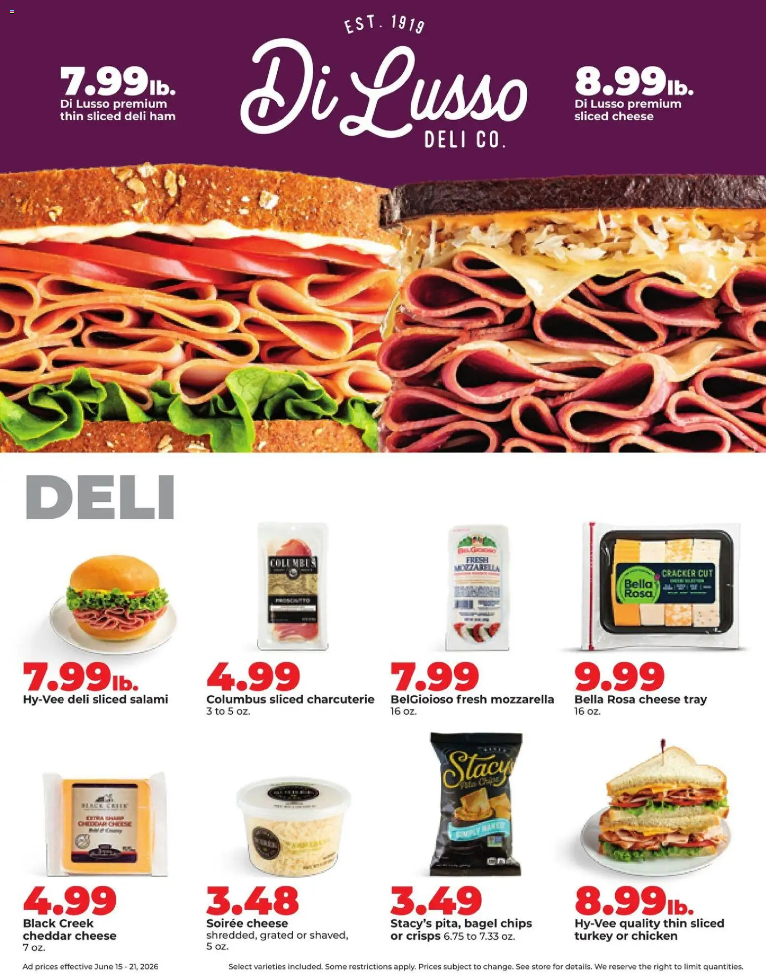 HyVee Weekly Ad - valid from 15.06.2026 | Page: 19 | Products: Cheese, Salami, Ham, Chips