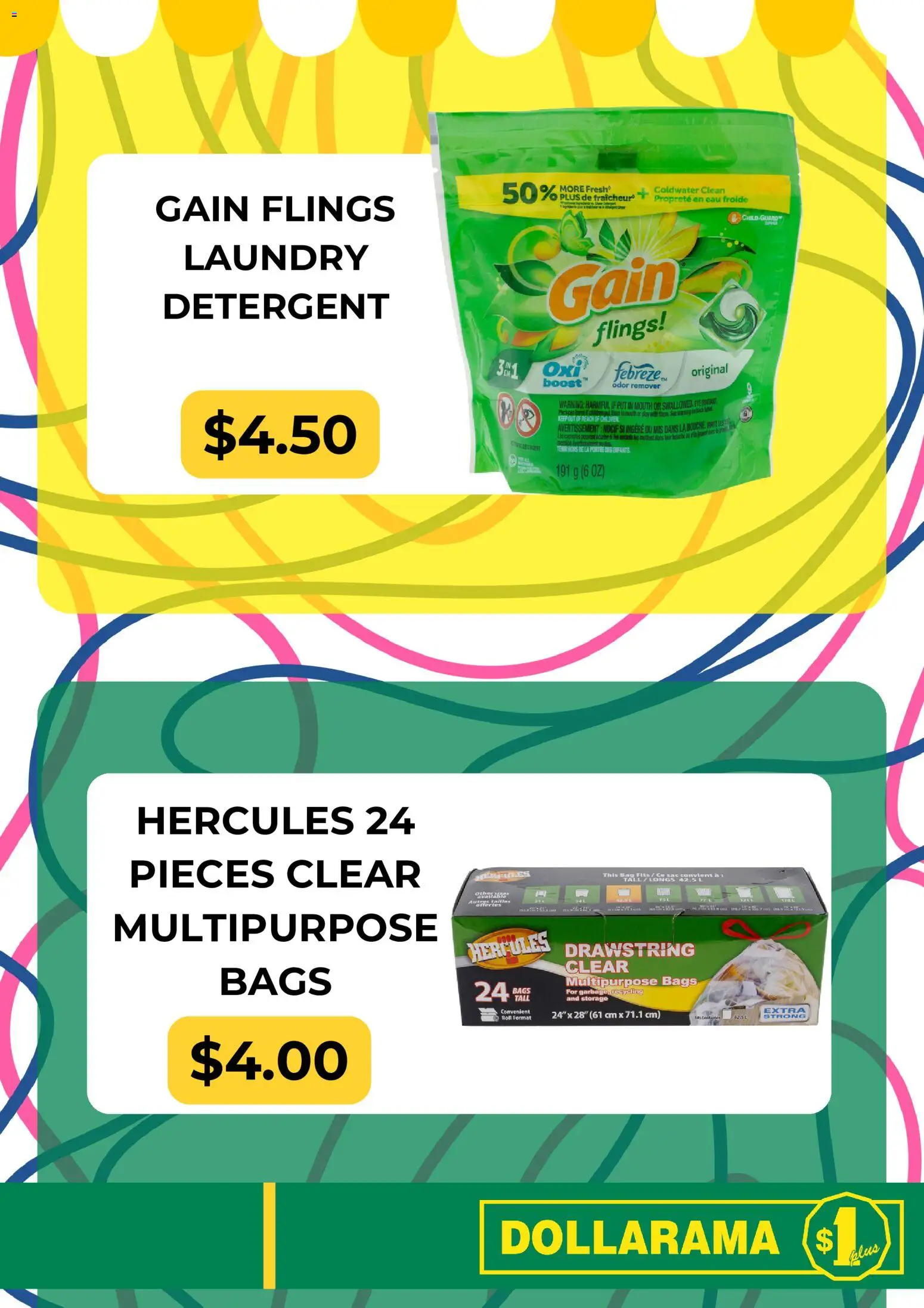 Dollarama flyer valid from 08.06.2026 | Page: 5 | Products: Bag, Detergent