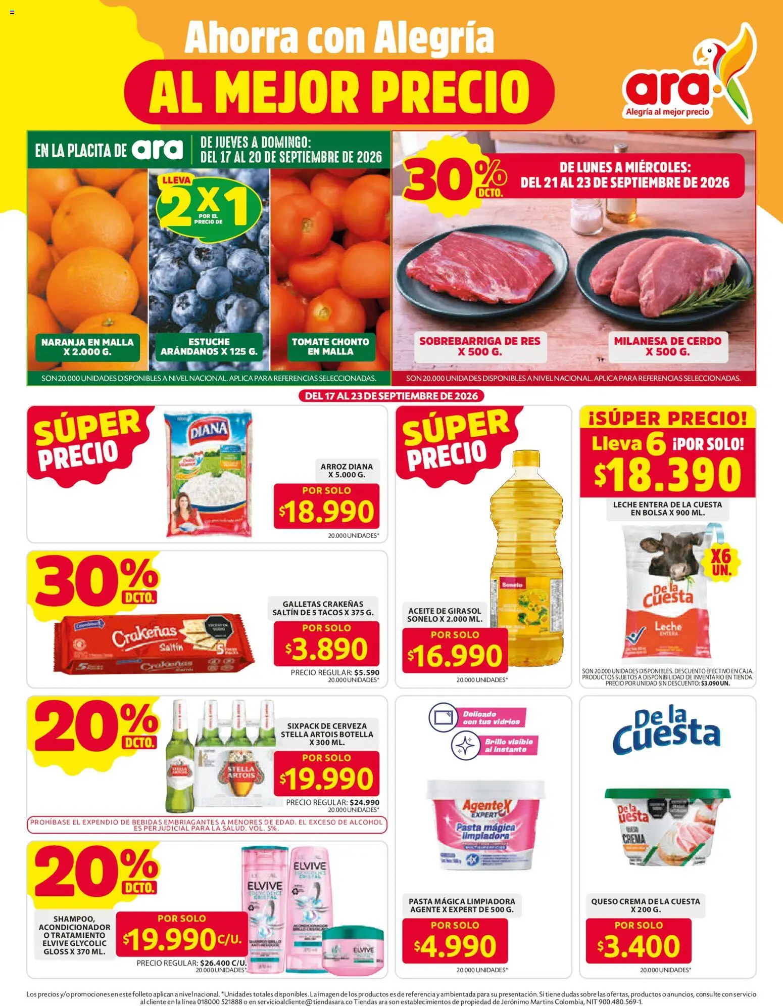 Ara revista - valida desde el 17/09/2026 | Página: 1 | Productos: Cerdo, Botella, Aceite, Alcohol