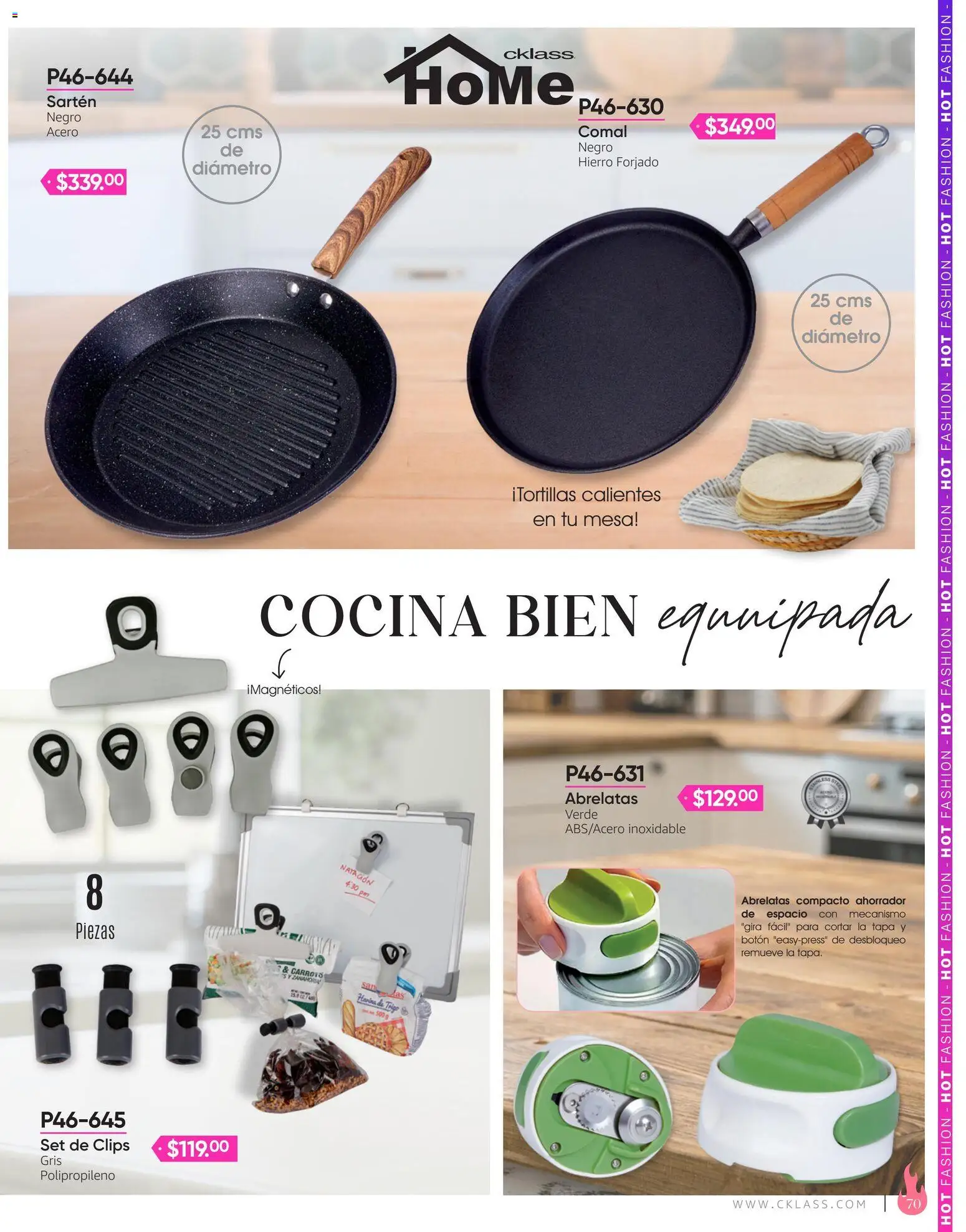 Nuevas ofertas de Cklass válidas en toda la República Mexicana desde el 03/08/2026. ¡Encuentra las mejores ofertas en Cklass catálogo Hot Fashion Ropa! | Página: 71 | Productos: Cocina, Mesa, Sartén