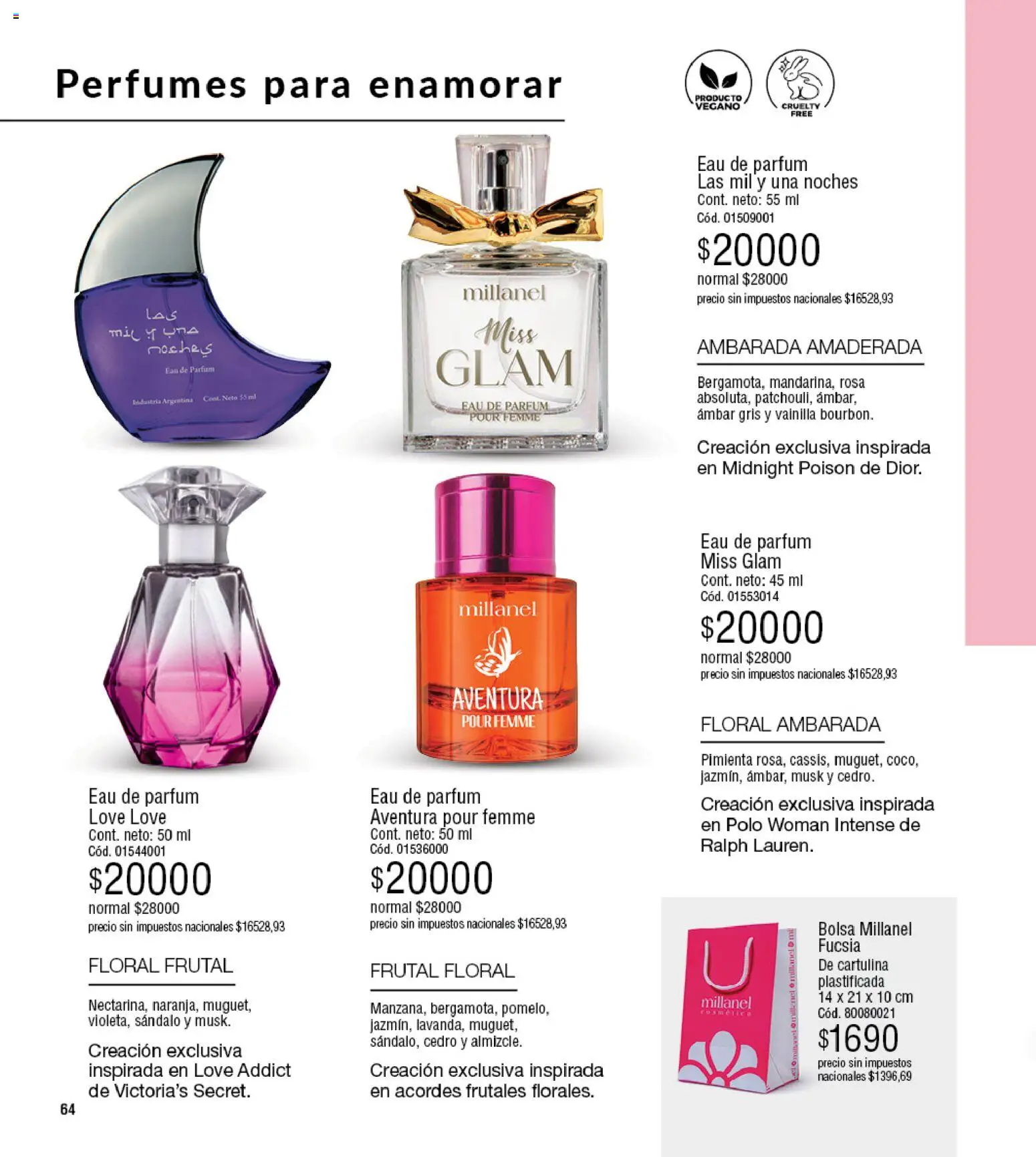 Millanel - Catálogo │ válido desde el 20/07/2026 | Página: 64 | Productos: Bolsa, Vainilla, Perfumes, Pimienta