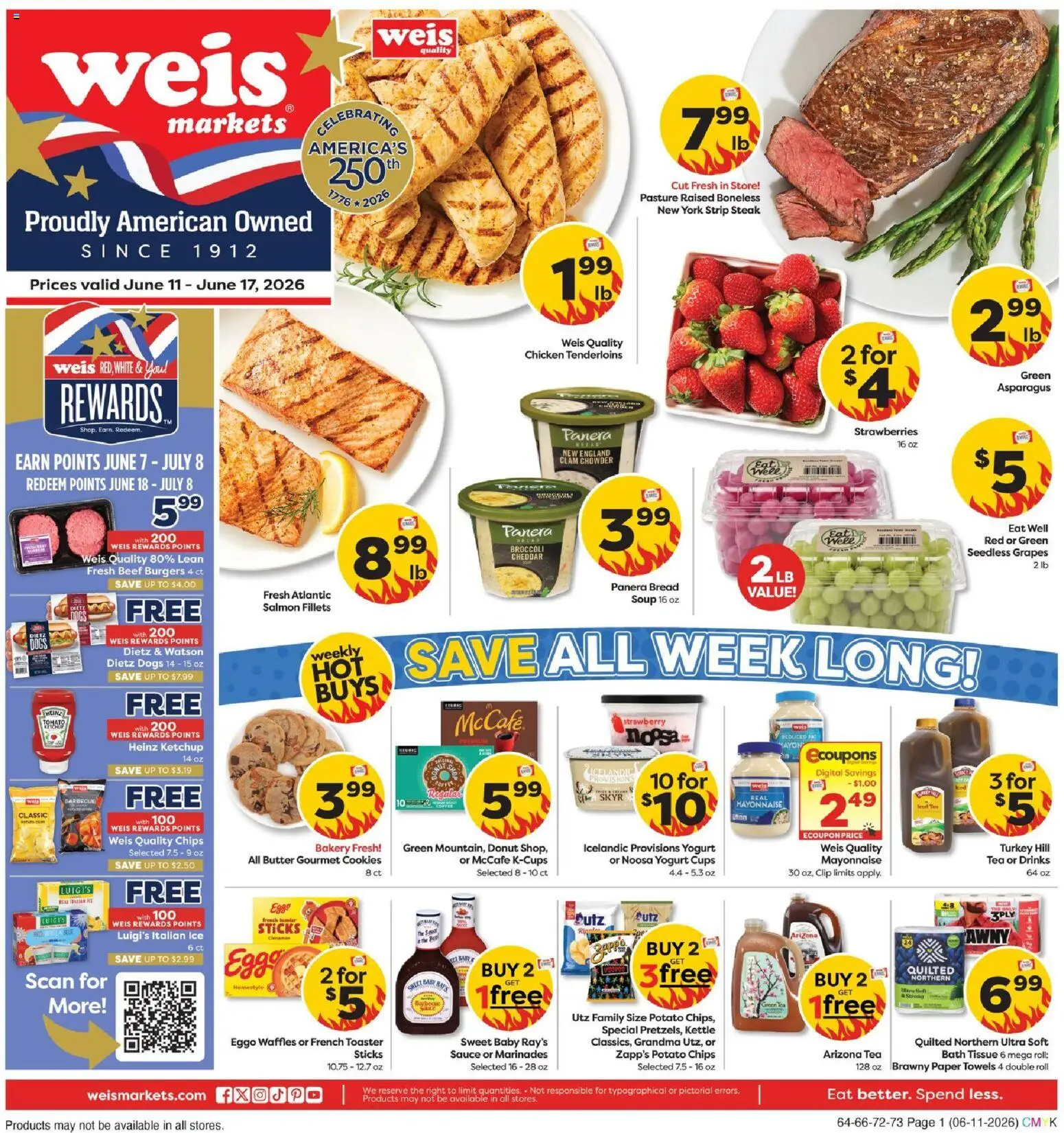 Weis Weekly Circular - VA - valid from 11.06.2026 | Page: 1 | Products: Broccoli, Asparagus, Butter, Bread