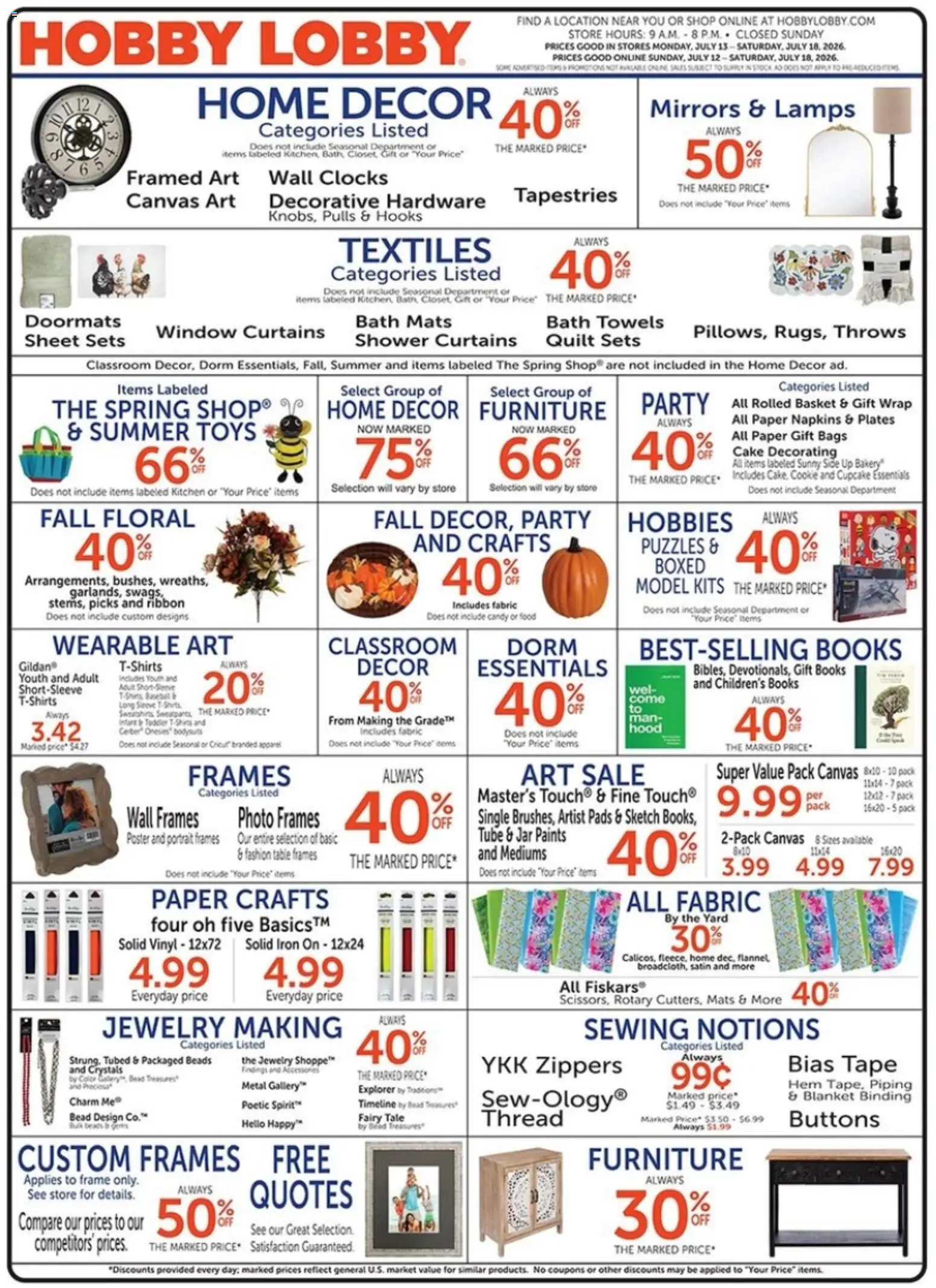 Hobby Lobby Weekly Ad - valid from 07/12/2026 | Page: 1
