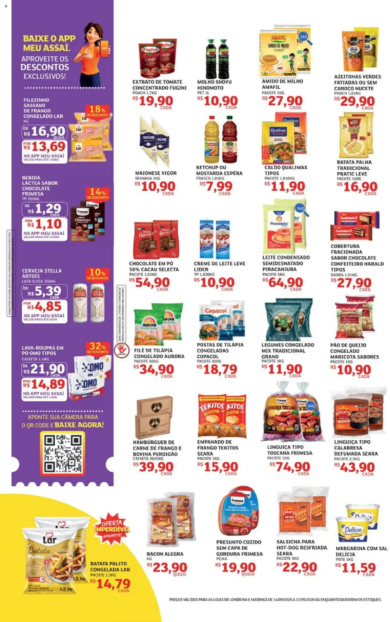 Assaí Atacadista Folheto - válido de 14/09/2026 | Página: 2 | Produtos: Pão, Hambúrguer, Legumes, Filé de tilápia